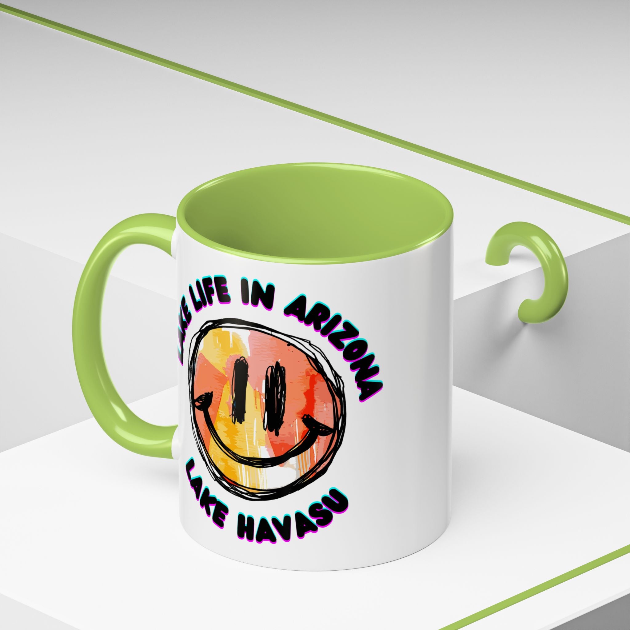 Lake Life in Arizona Smiley Mug | Lake Havasu Accent Coffee Mug