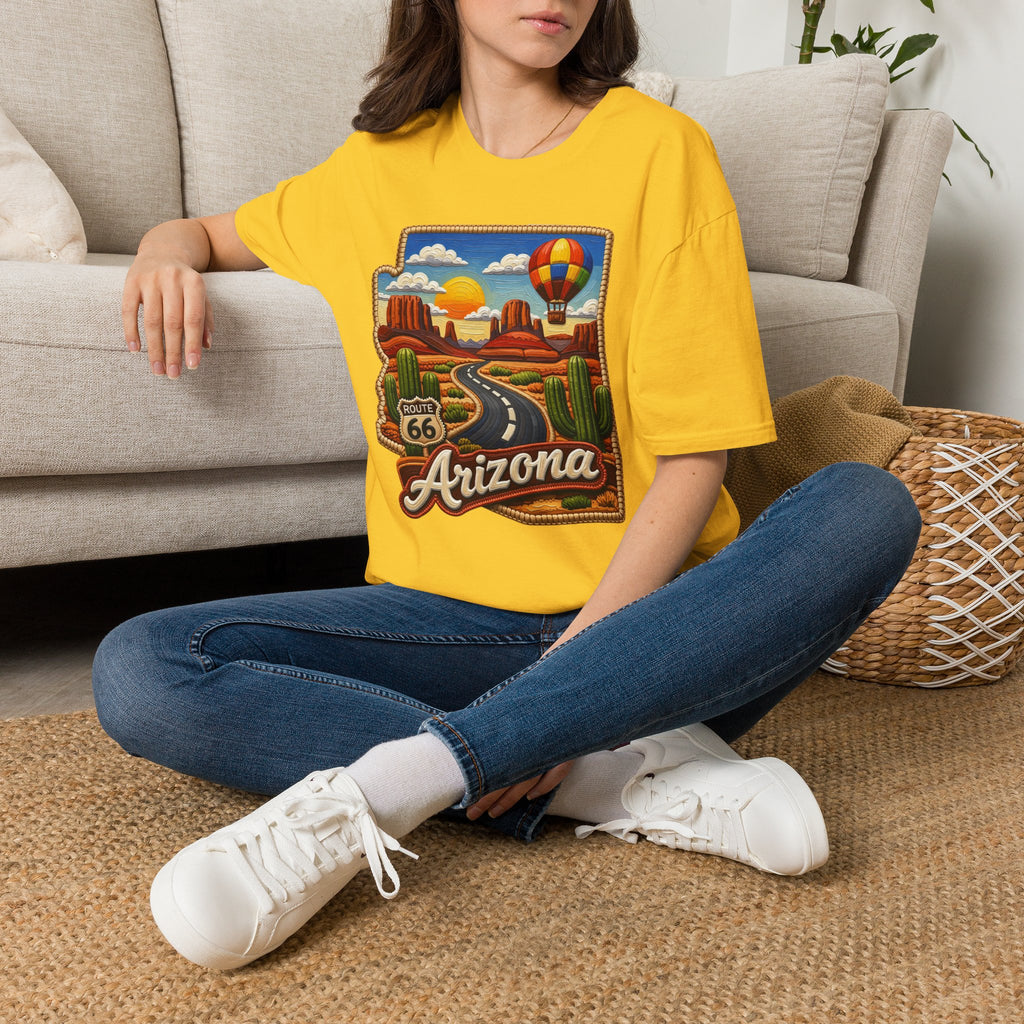 Arizona Route 66 Desert Road T-Shirt | Hot Air Balloon Southwestern Scene