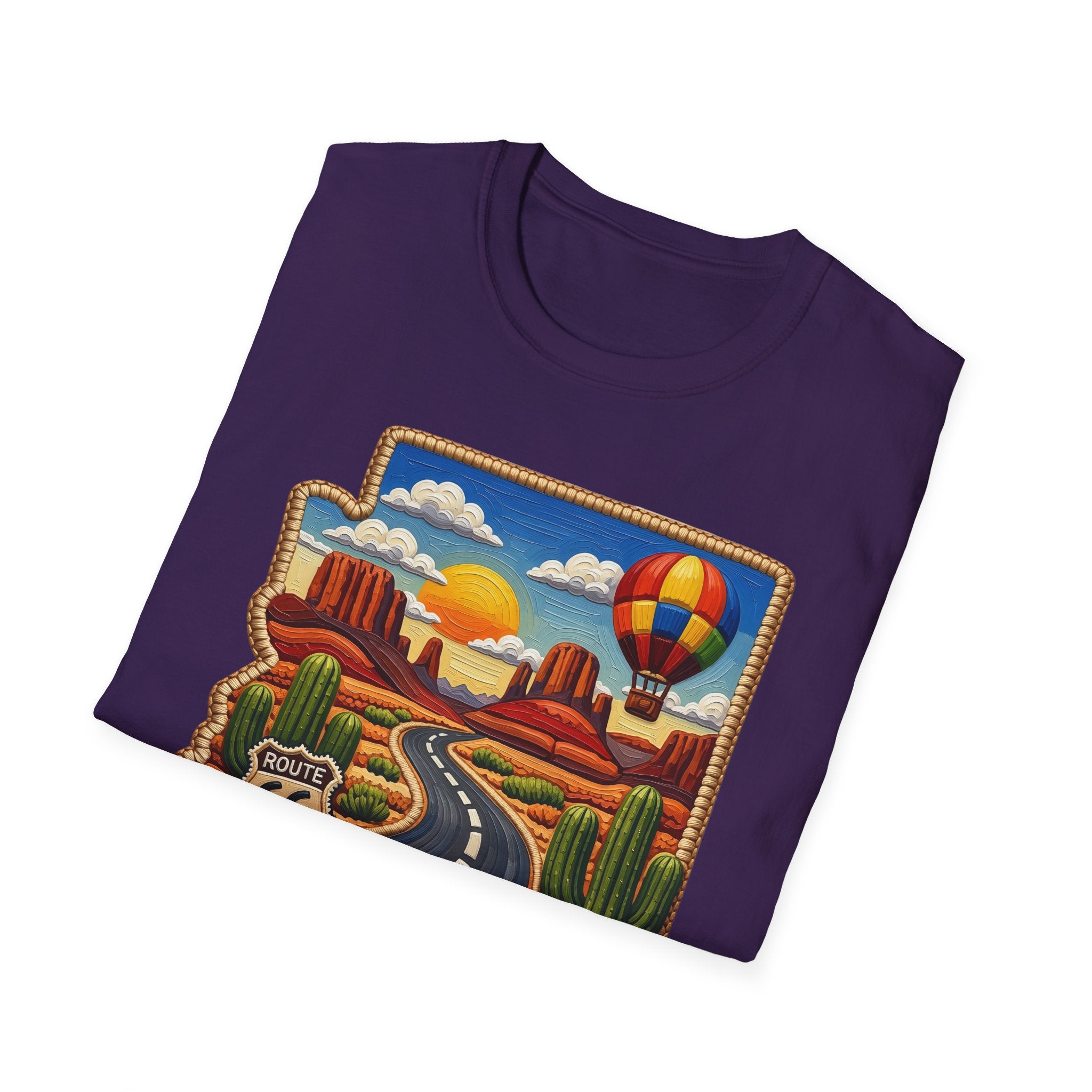 Arizona Route 66 Desert Road T-Shirt | Hot Air Balloon Southwestern Scene