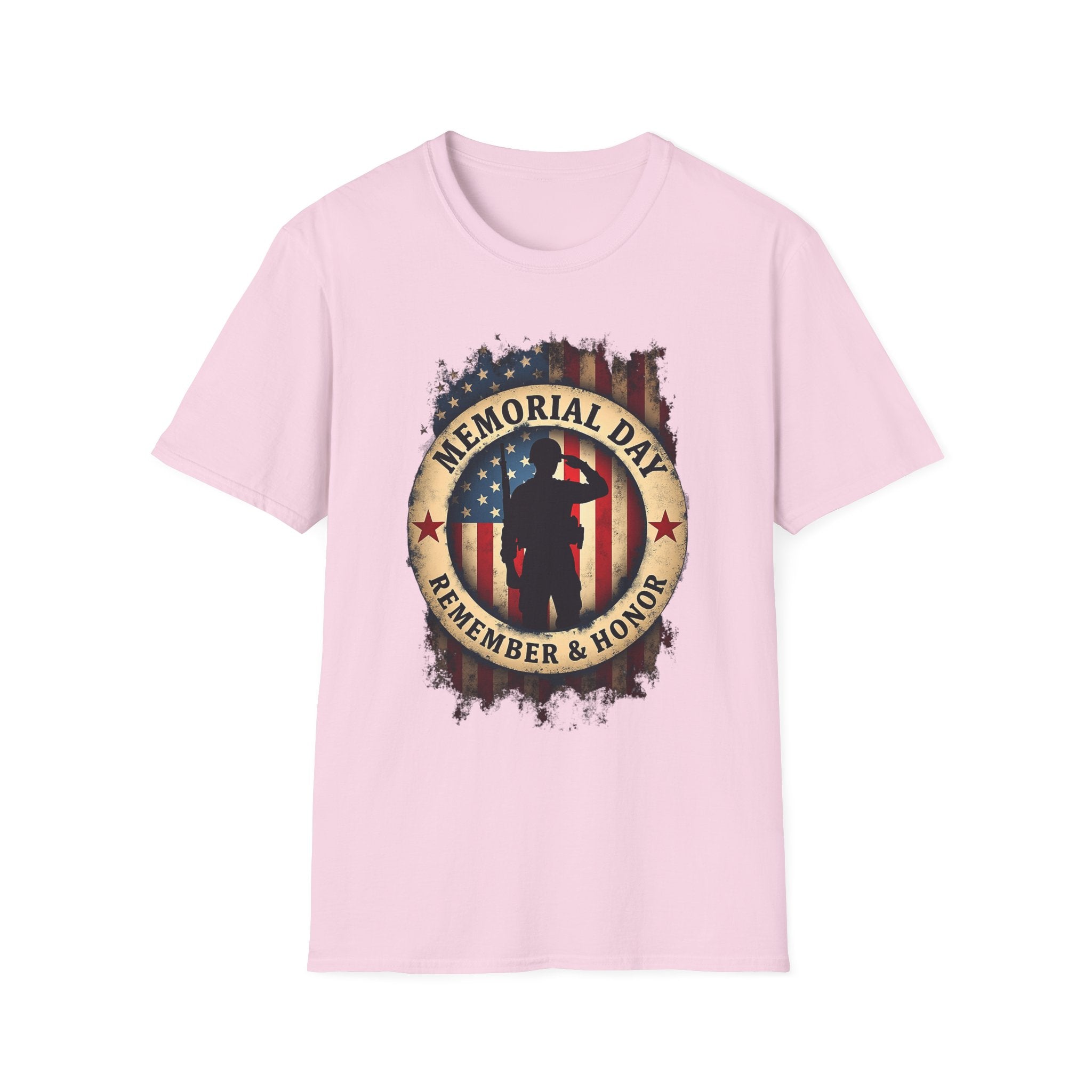 Memorial Day Remember & Honor T-Shirt | Soldier Silhouette American Flag