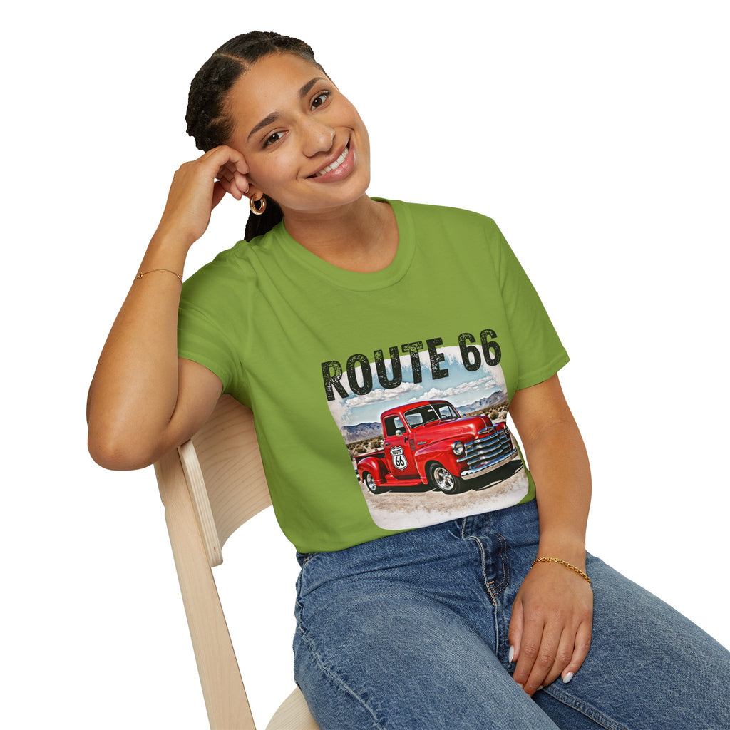 Route 66 Red Vintage Truck T-Shirt | Retro Highway Graphic