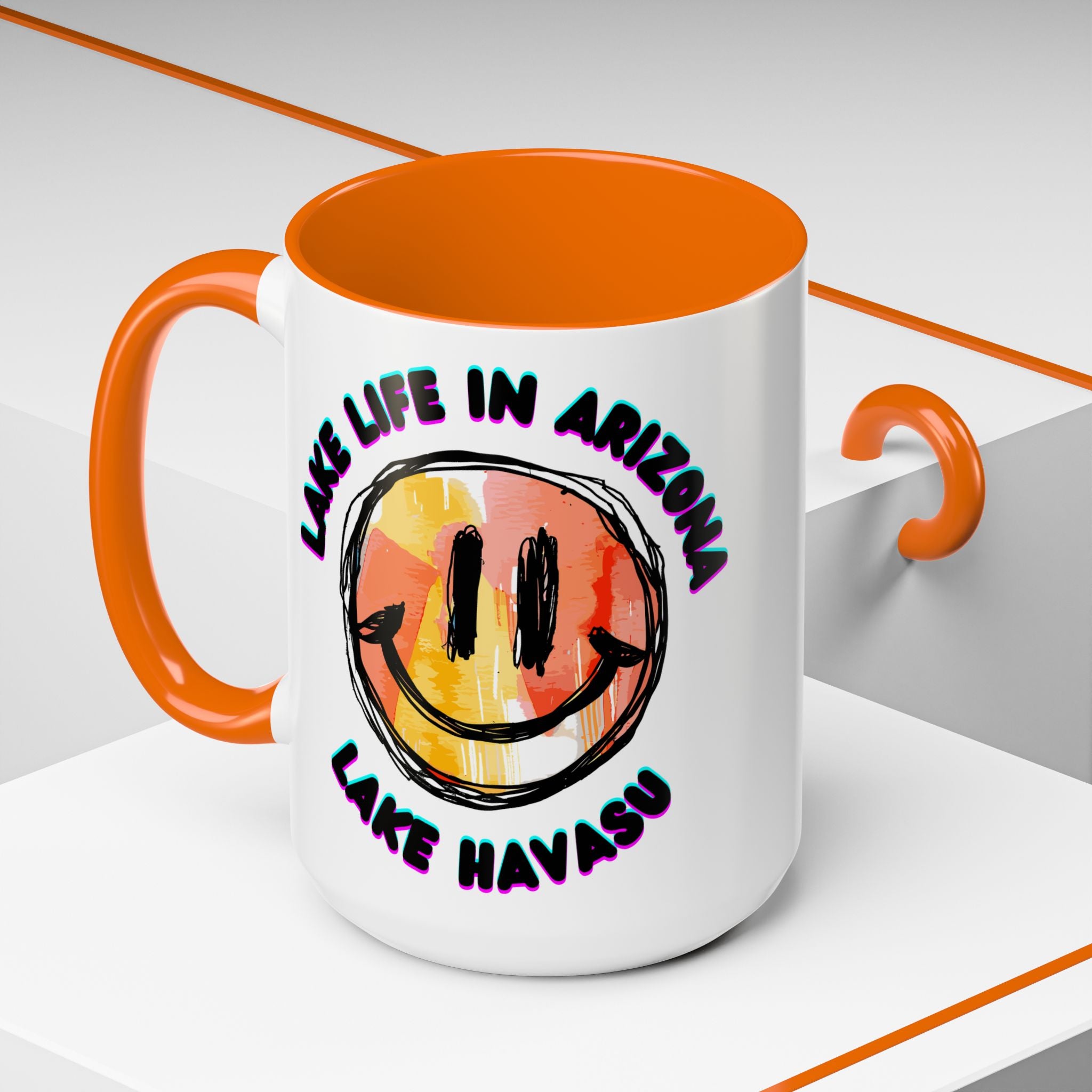 Lake Life in Arizona Smiley Mug | Lake Havasu Accent Coffee Mug