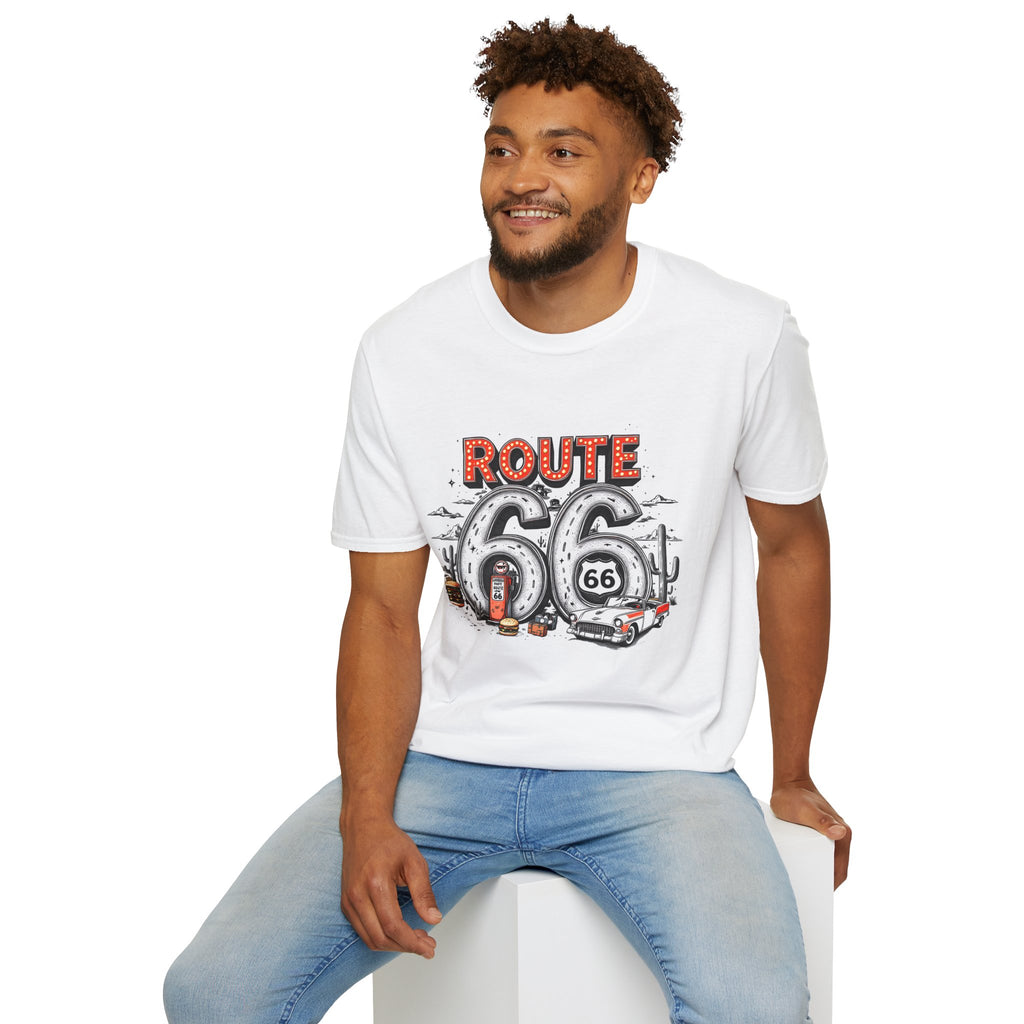 Route 66 Vintage Roadtrip T-Shirt | Classic Highway Car Signage