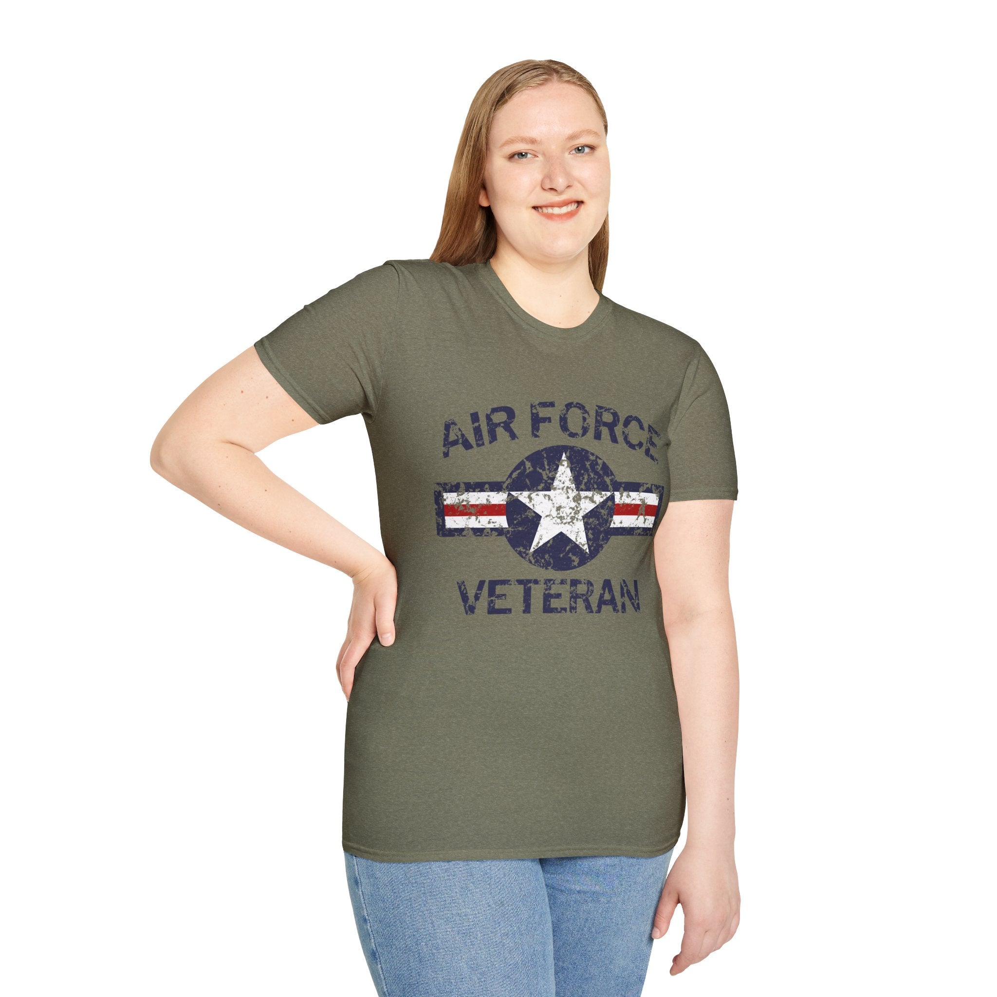Air Force Veteran Distressed Logo T-Shirt | Military Star Stripe Tee