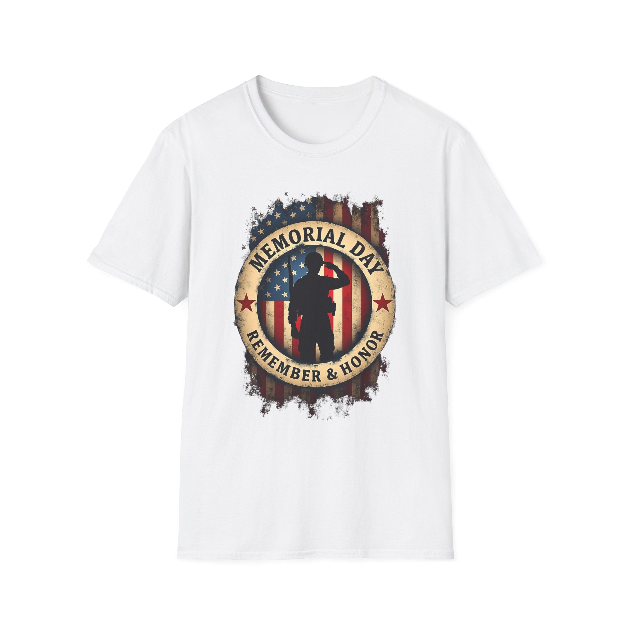Memorial Day Remember & Honor T-Shirt | Soldier Silhouette American Flag
