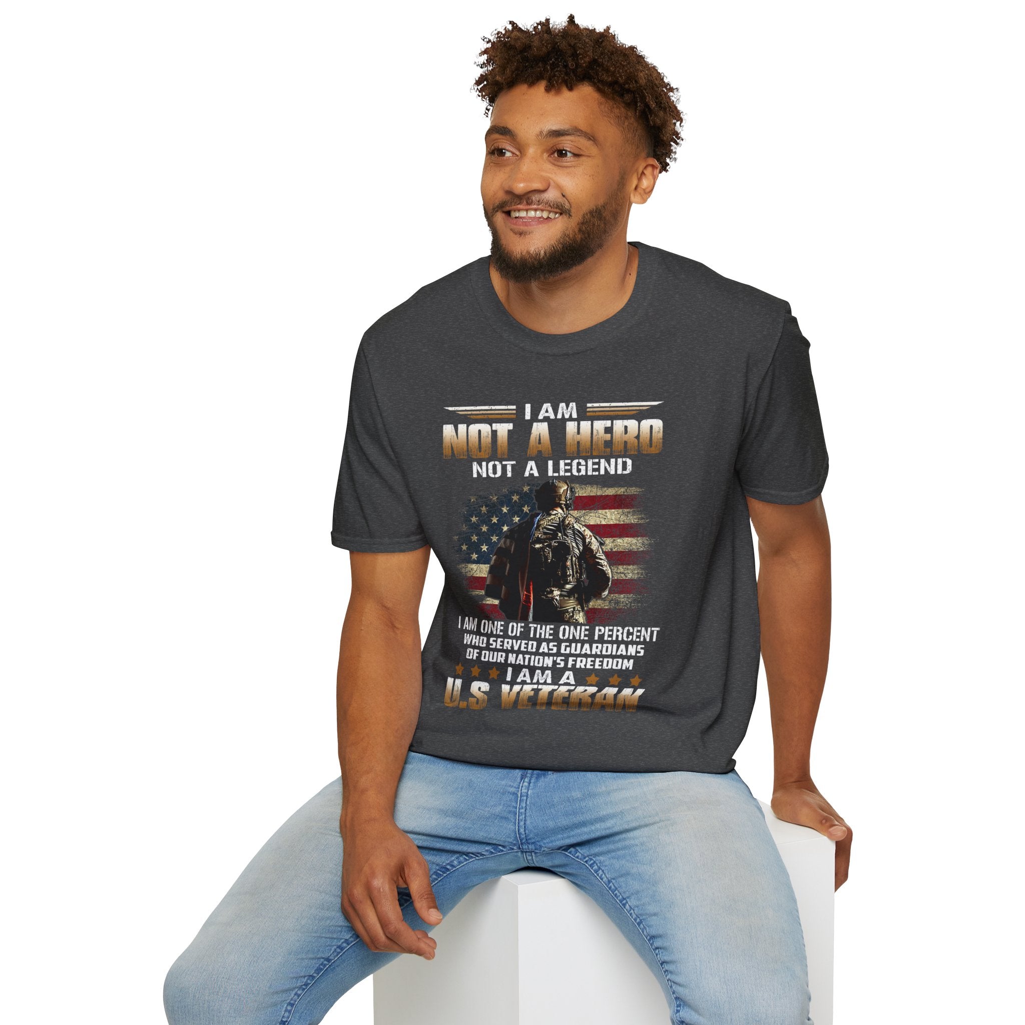 I Am Not a Hero I Am a U.S. Veteran T-Shirt | American Flag Soldier Tee