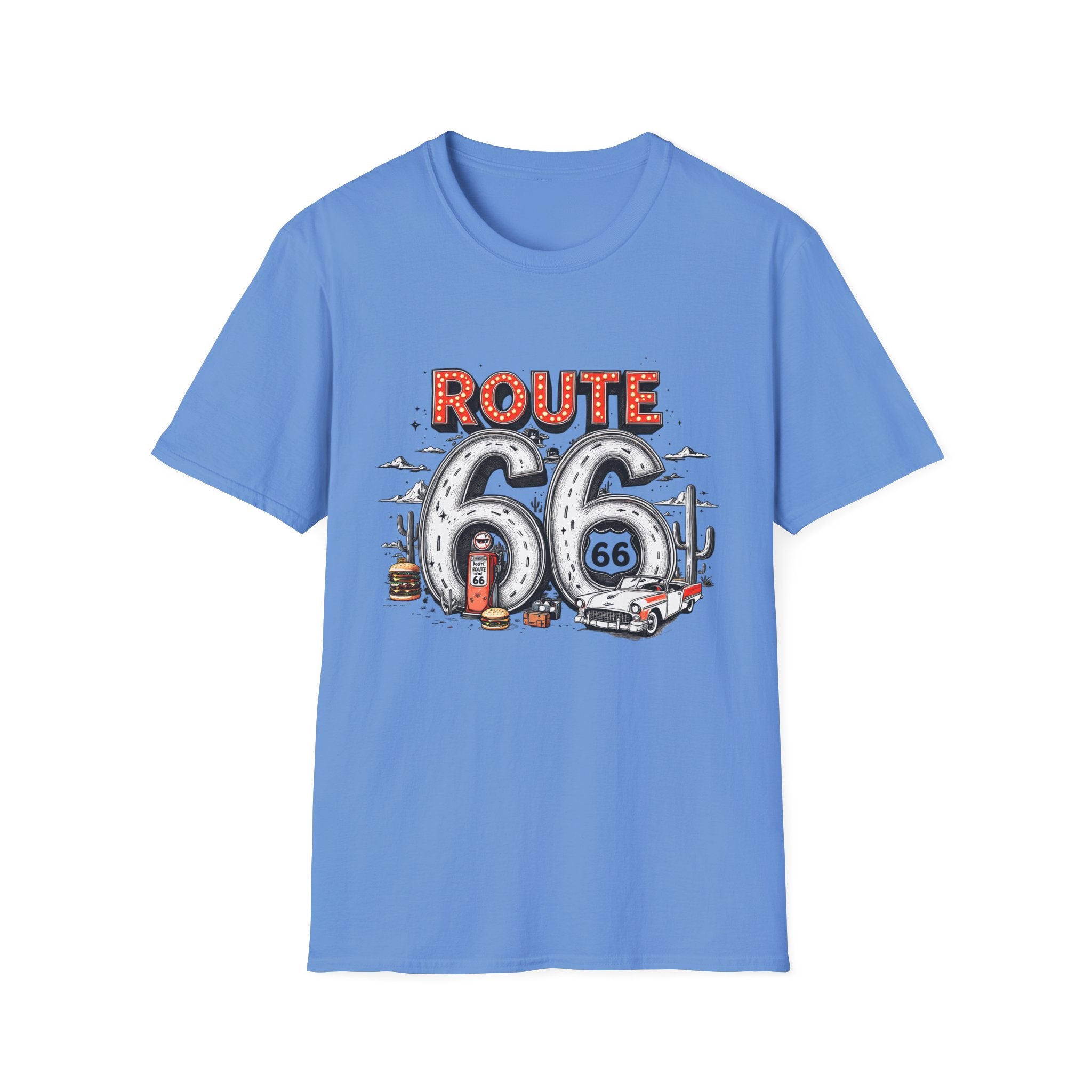 Route 66 Vintage Roadtrip T-Shirt | Classic Highway Car Signage