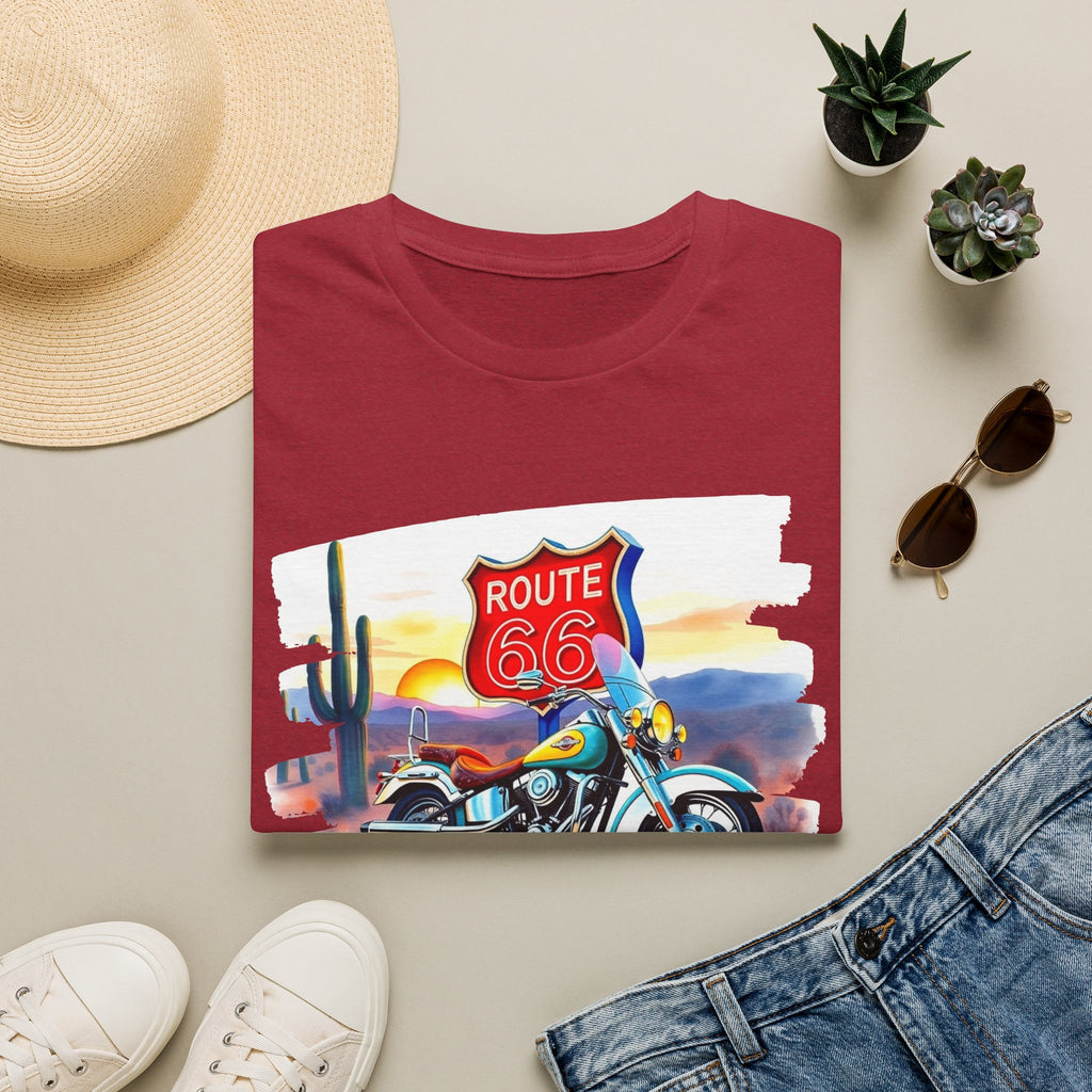 Route 66 Motorcycle T-Shirt | Desert Sunset Biker Graphic