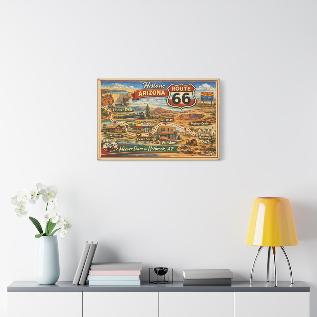 Historic Route 66 Arizona Map Canvas 30x20