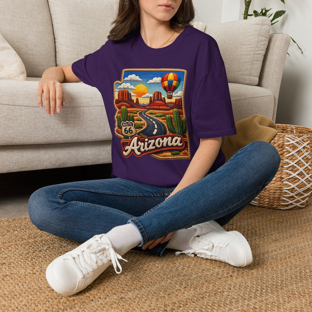 Arizona Route 66 Desert Road T-Shirt | Hot Air Balloon Southwestern Scene