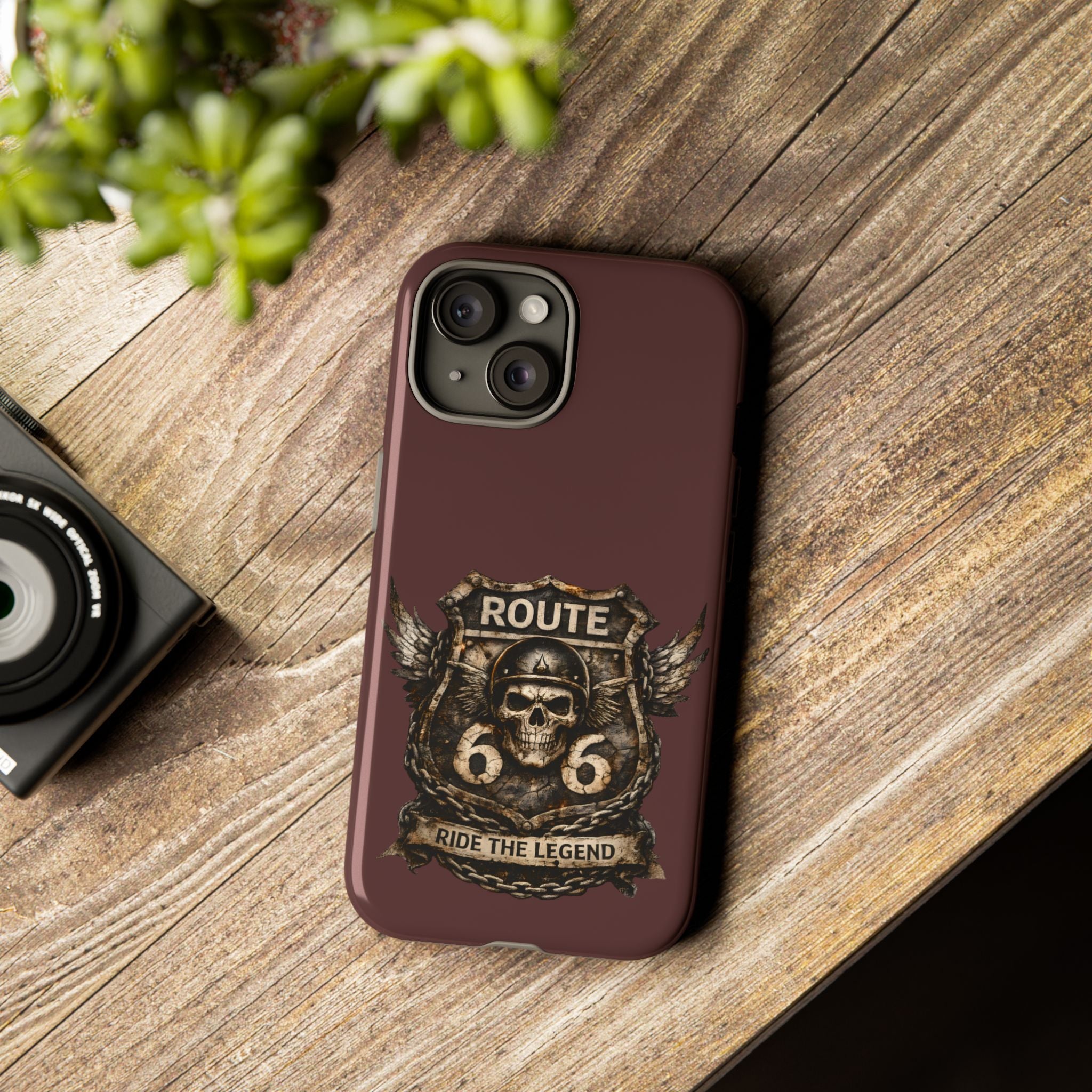 Route 66 Skull Helmet phone case | Motorcycle emblem, Ride the Legend