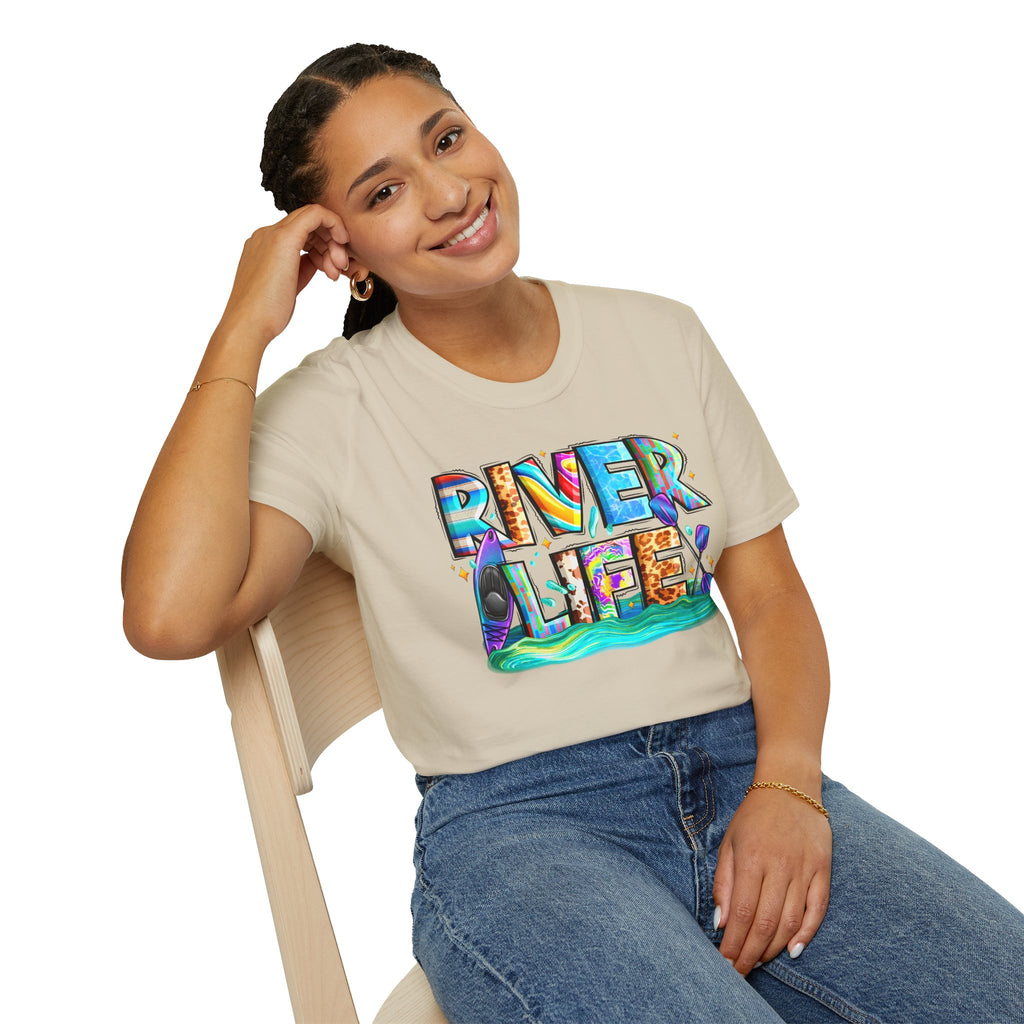 River Life T-Shirt | Colorful Fishing Scenic Graphic