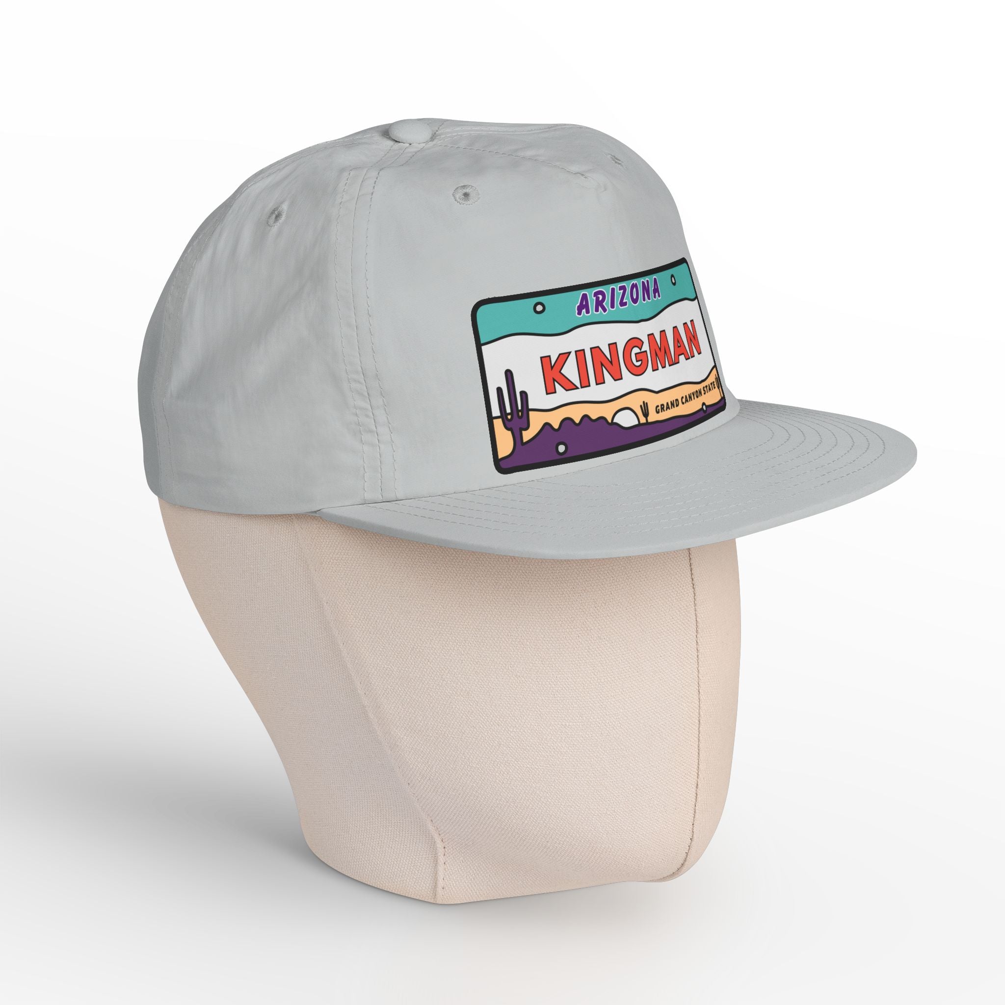 Surf Cap, Beach Hat, Summer Headwear, Kingman Arizona License Plate Dessert Cap for Water Sports