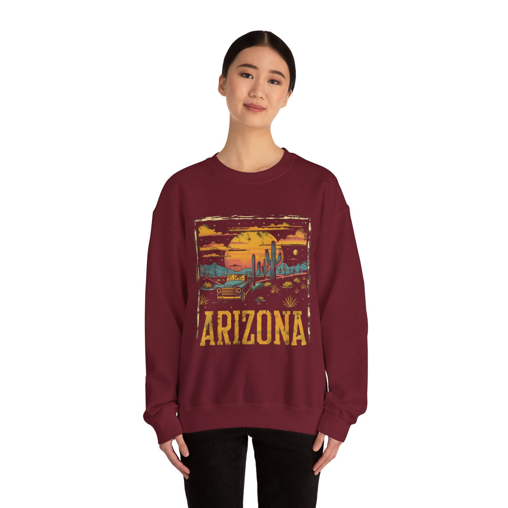 Arizona Desert Sunset Sweatshirt | Retro Cactus Landscape