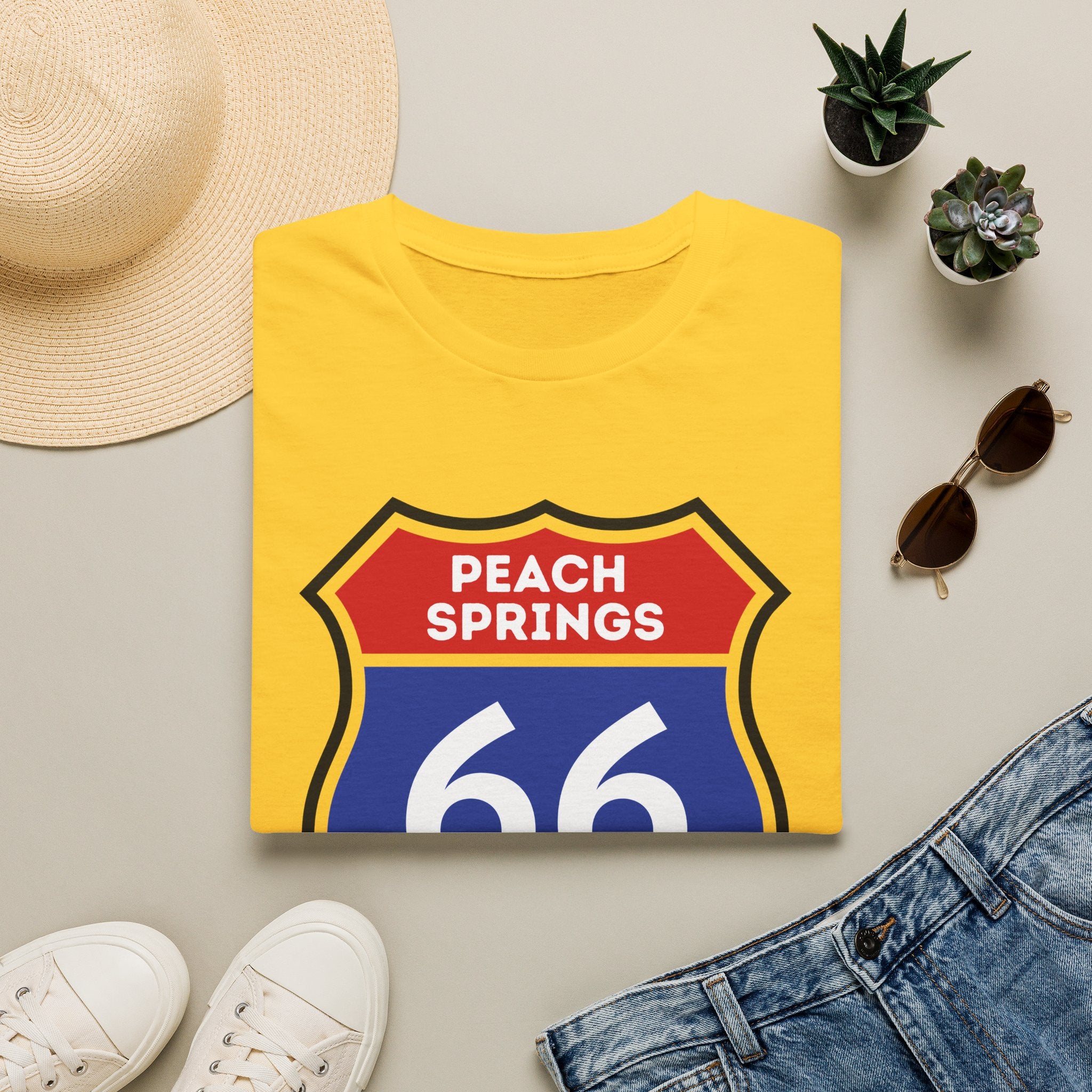 Peach Springs 66 Shield T-Shirt | Route 66 Road Sign Shirt