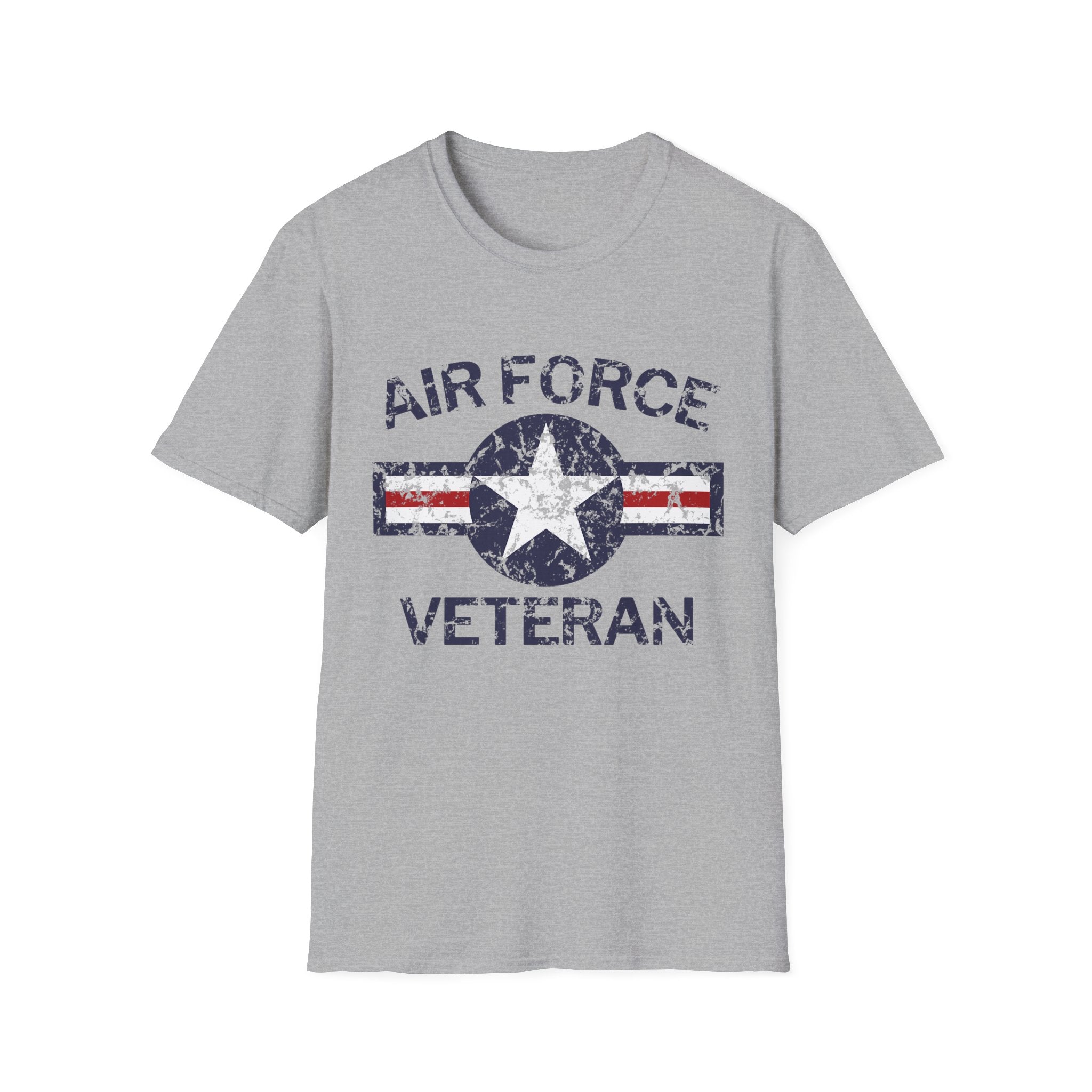 Air Force Veteran Distressed Logo T-Shirt | Military Star Stripe Tee