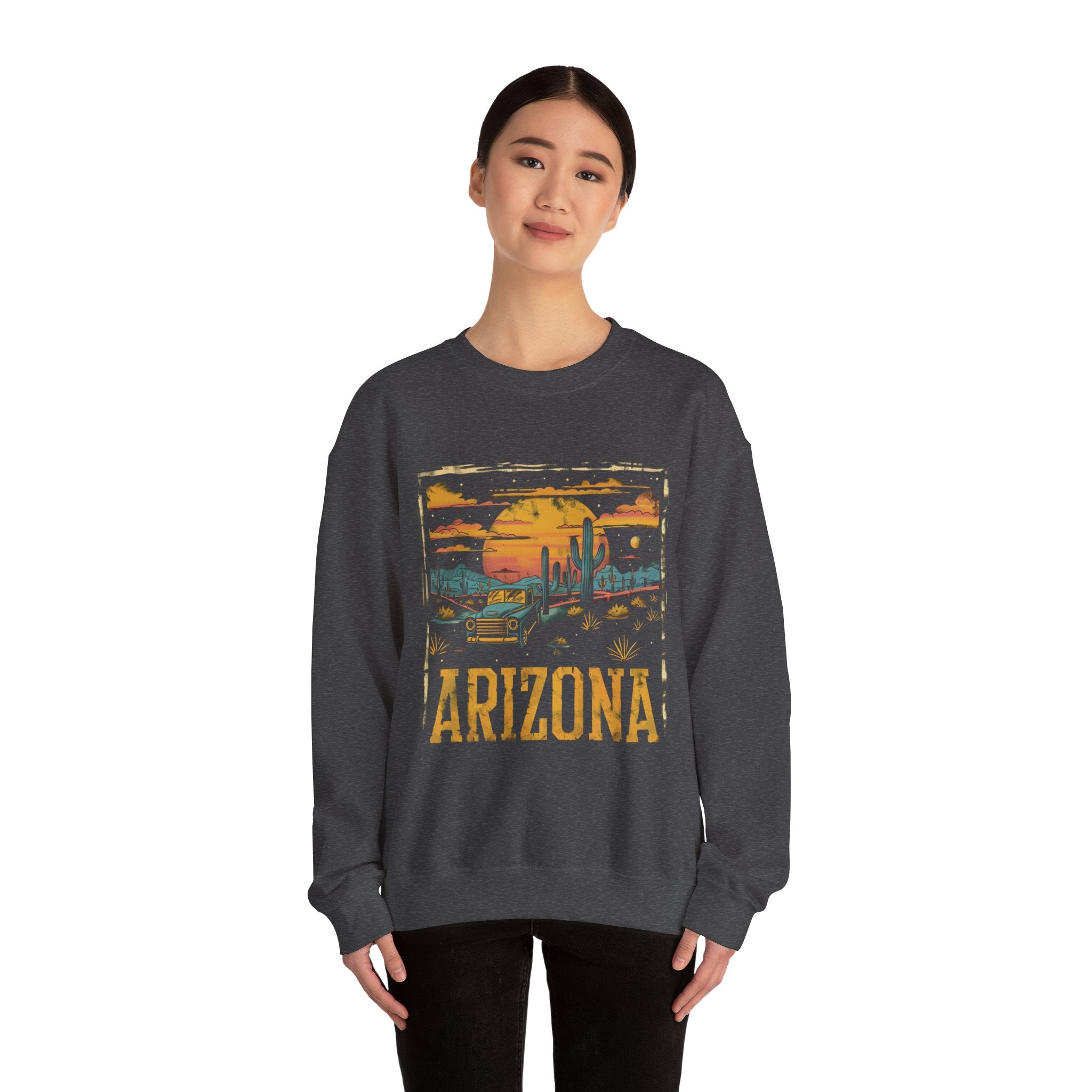 Arizona Desert Sunset Sweatshirt | Retro Cactus Landscape
