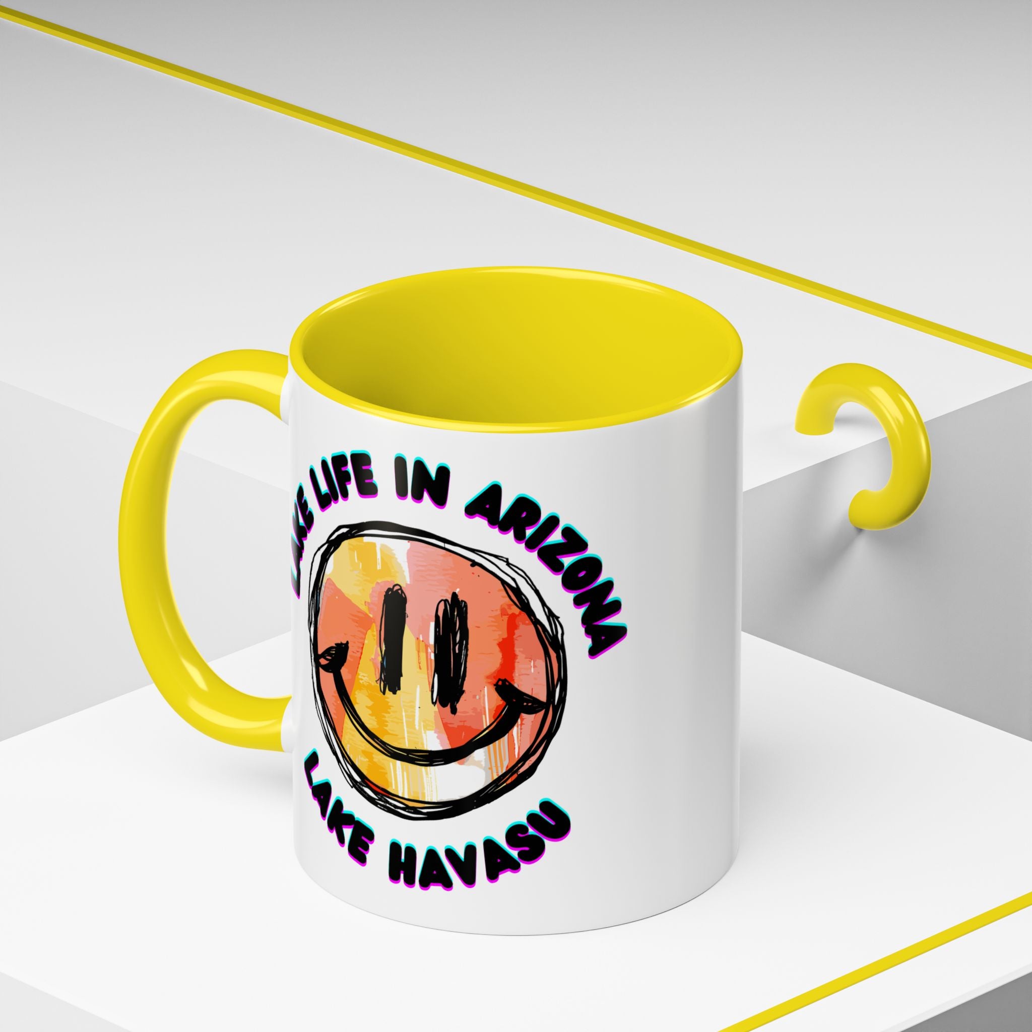 Lake Life in Arizona Smiley Mug | Lake Havasu Accent Coffee Mug