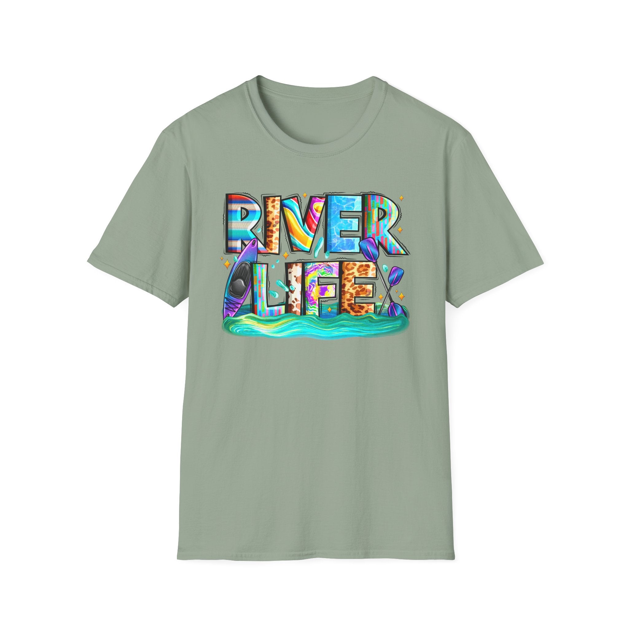 River Life T-Shirt | Colorful Fishing Scenic Graphic