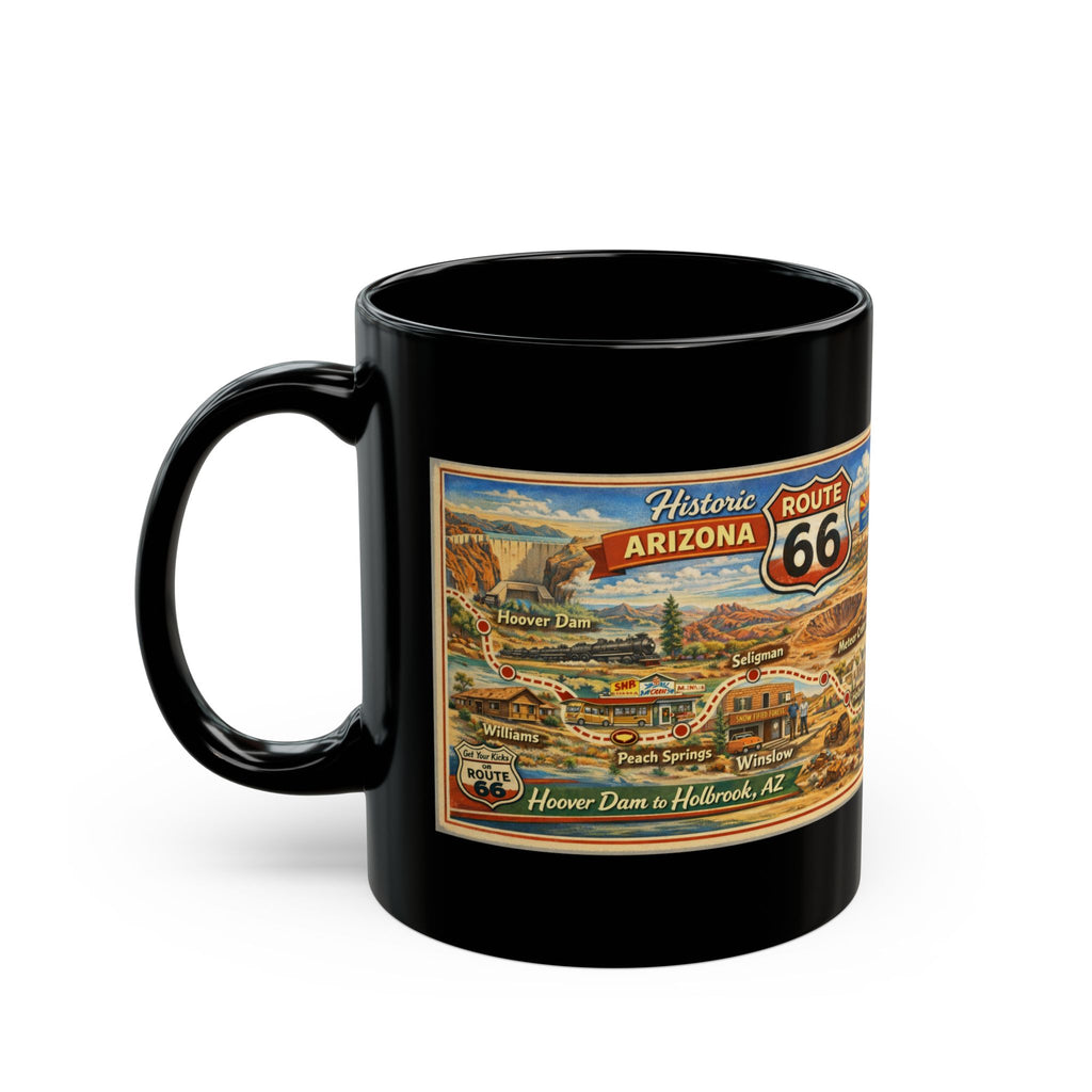 Historic Route 66 Arizona map Mug | Black ceramic road trip souvenir