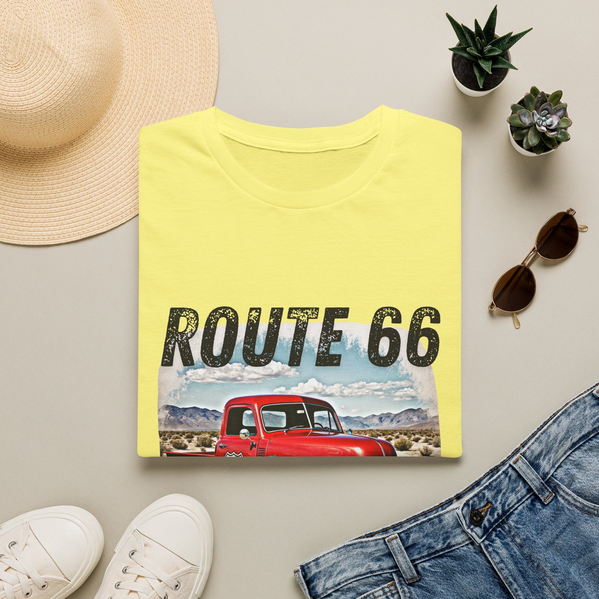 Route 66 Red Vintage Truck T-Shirt | Retro Highway Graphic