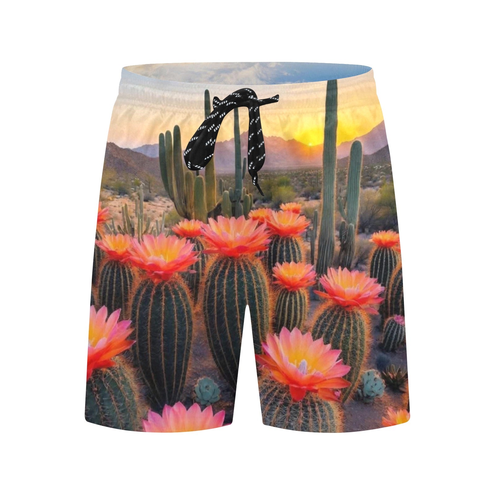 Arizona Cactus Flower  Men's Mid-Length Beach Shorts Free Shipping