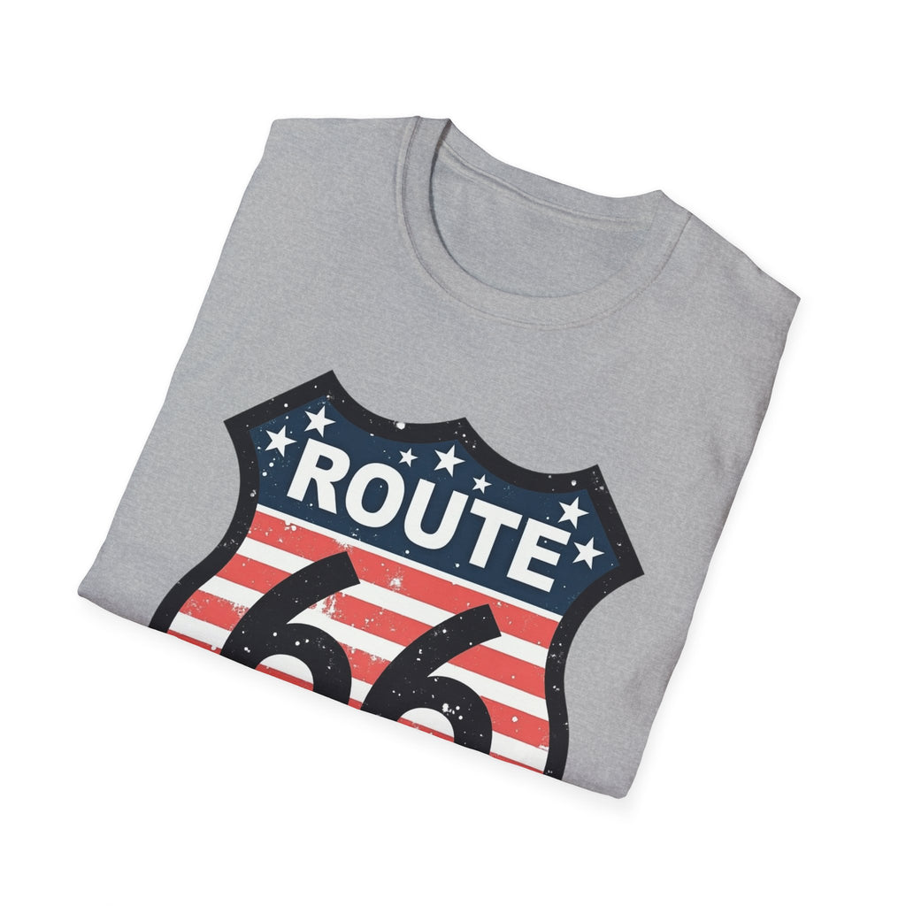Route 66 Shield T-Shirt | American Flag Vintage Road Sign