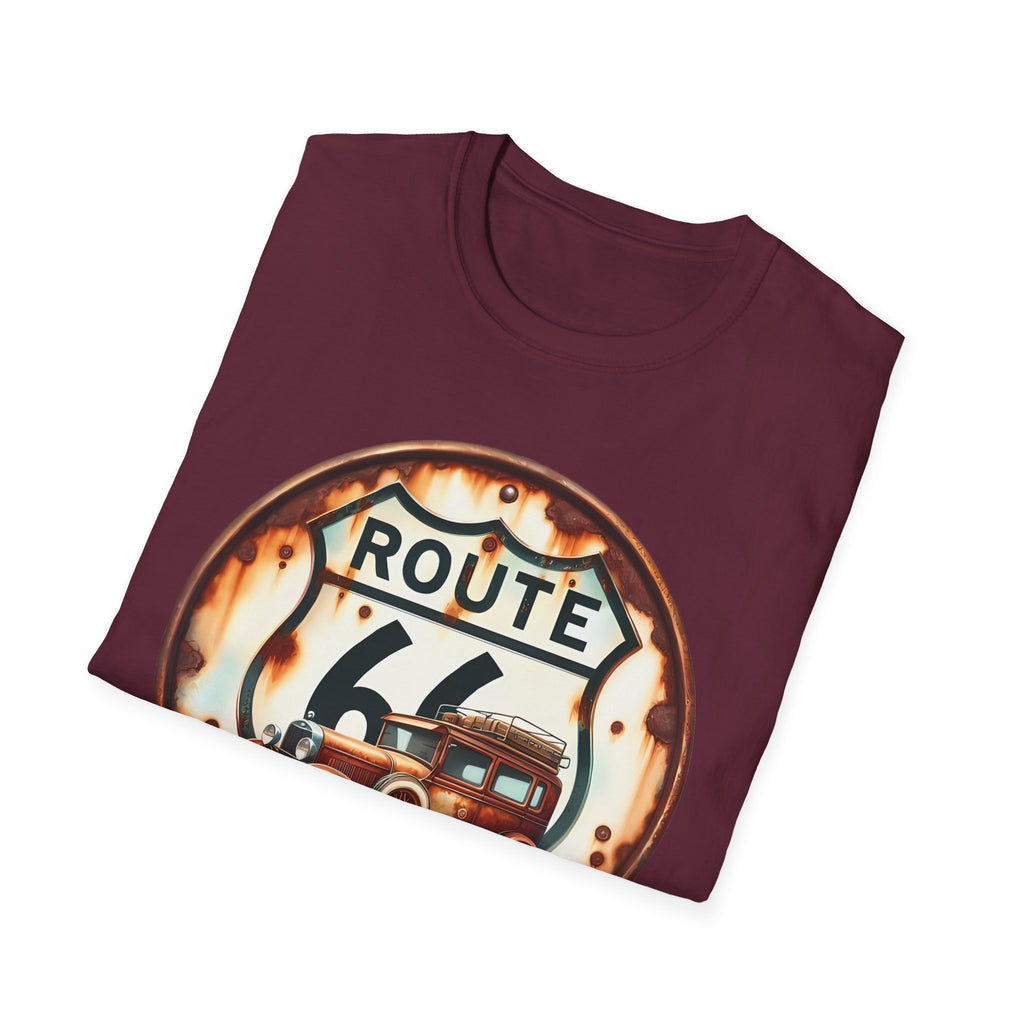 Route 66 Vintage Woody Wagon T-Shirt | The Road Is Calling, Retro Roadtrip Tee
