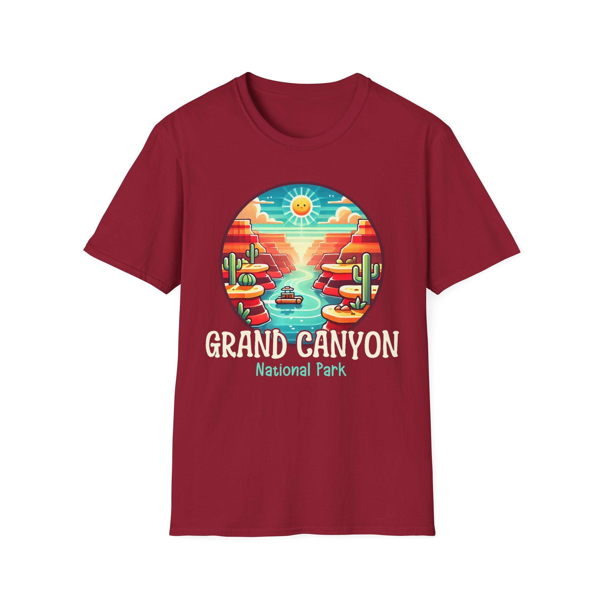 Grand Canyon National Park Retro Sunset T-Shirt | Canyon River Illustration