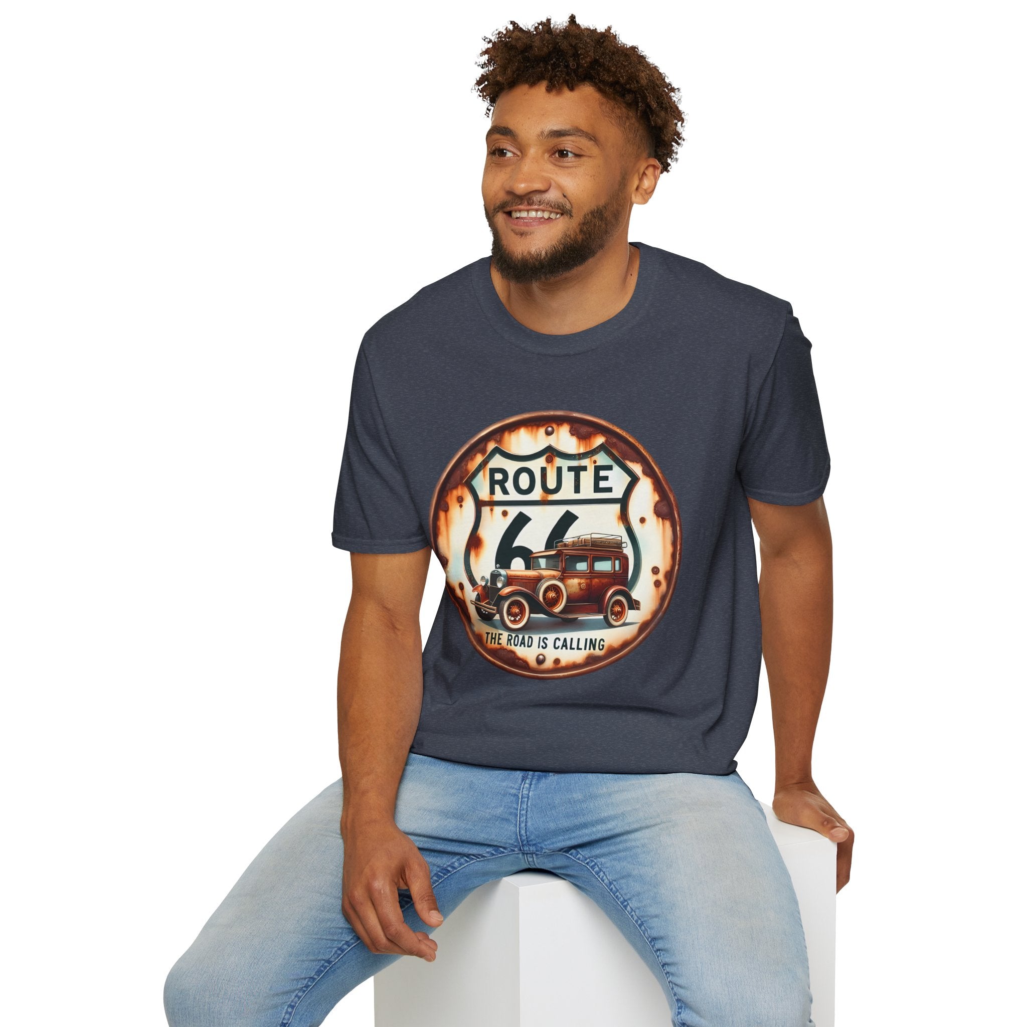 Route 66 Vintage Woody Wagon T-Shirt | The Road Is Calling, Retro Roadtrip Tee