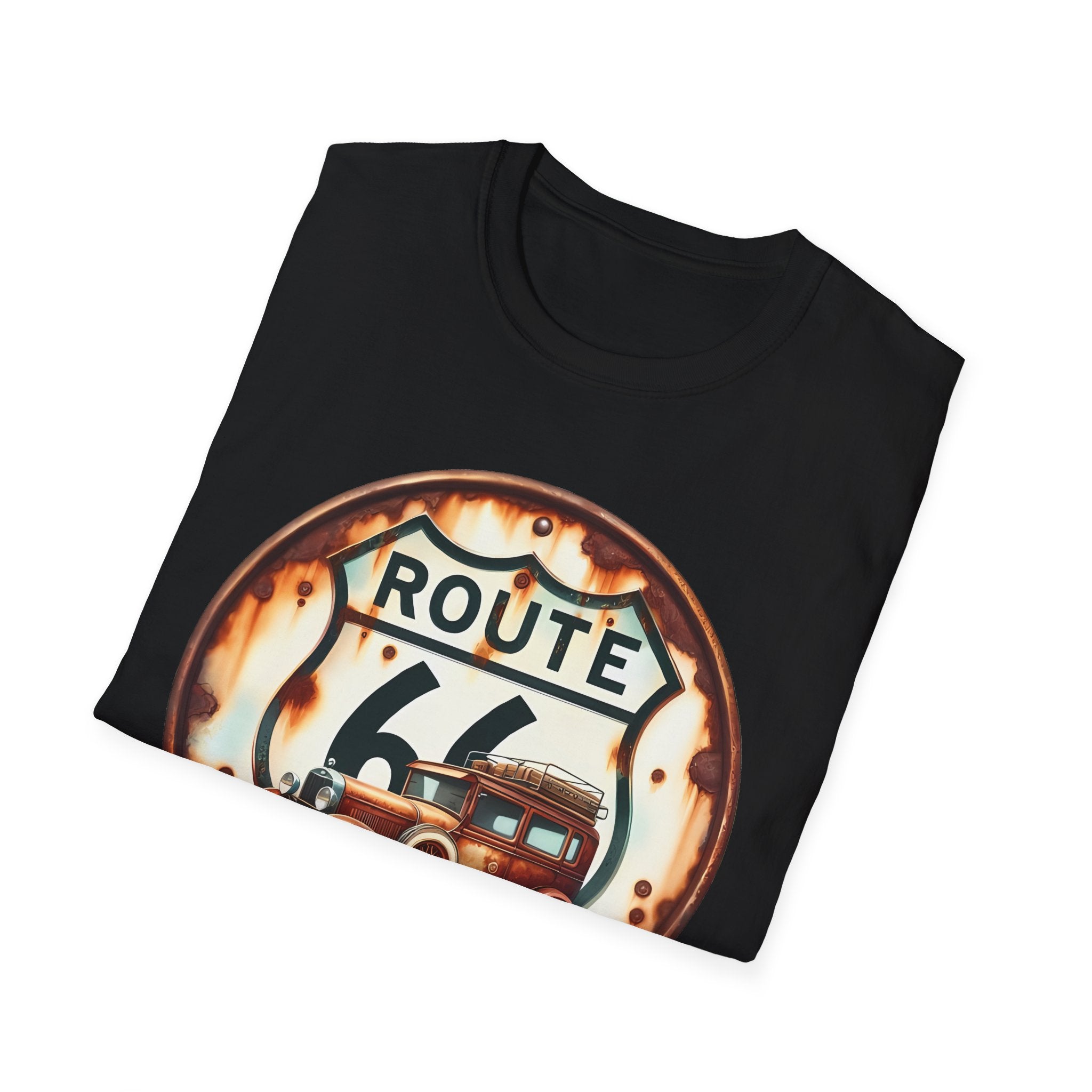 Route 66 Vintage Woody Wagon T-Shirt | The Road Is Calling, Retro Roadtrip Tee