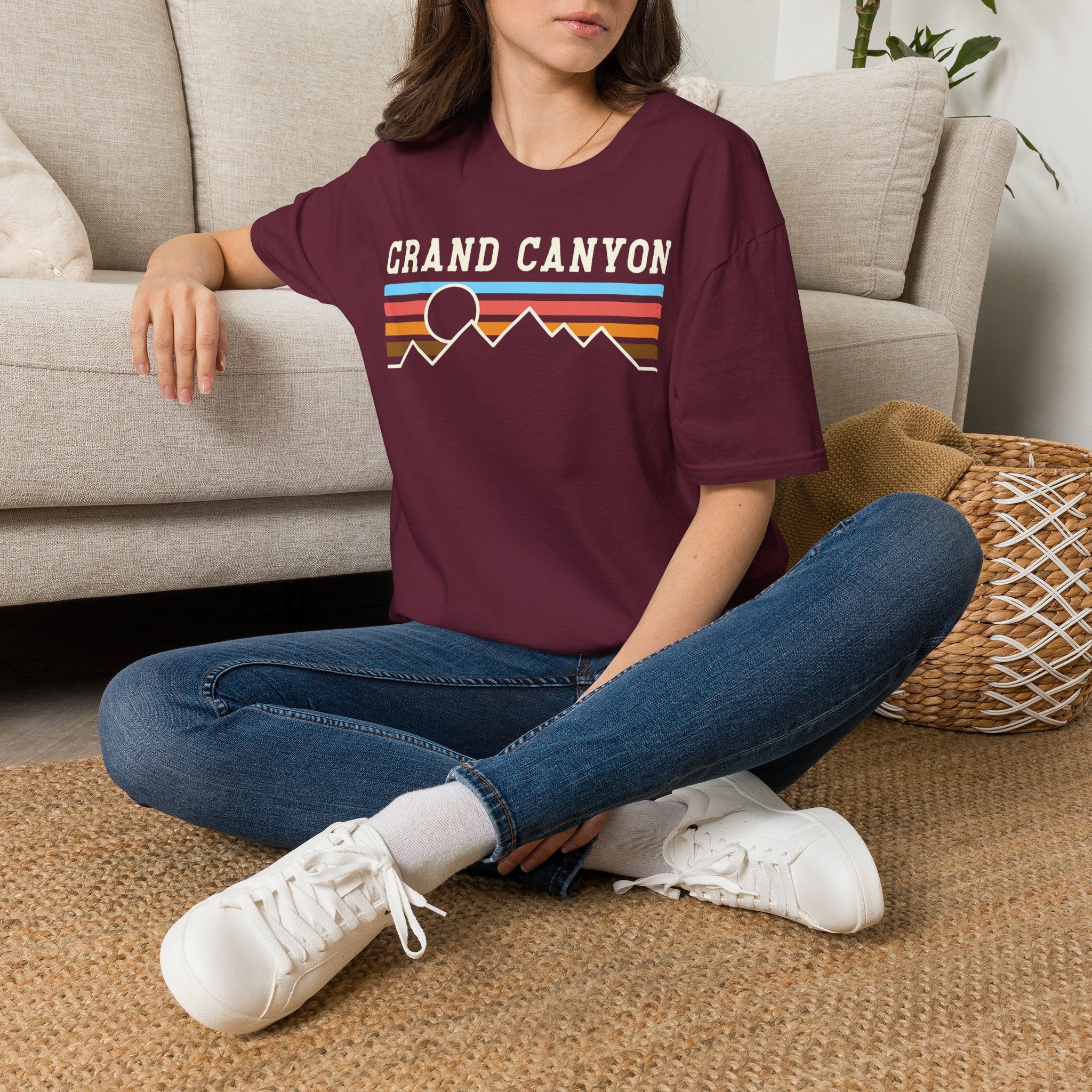 Grand Canyon Retro Sunset T-Shirt | Printed Front and Back National Park Landscape