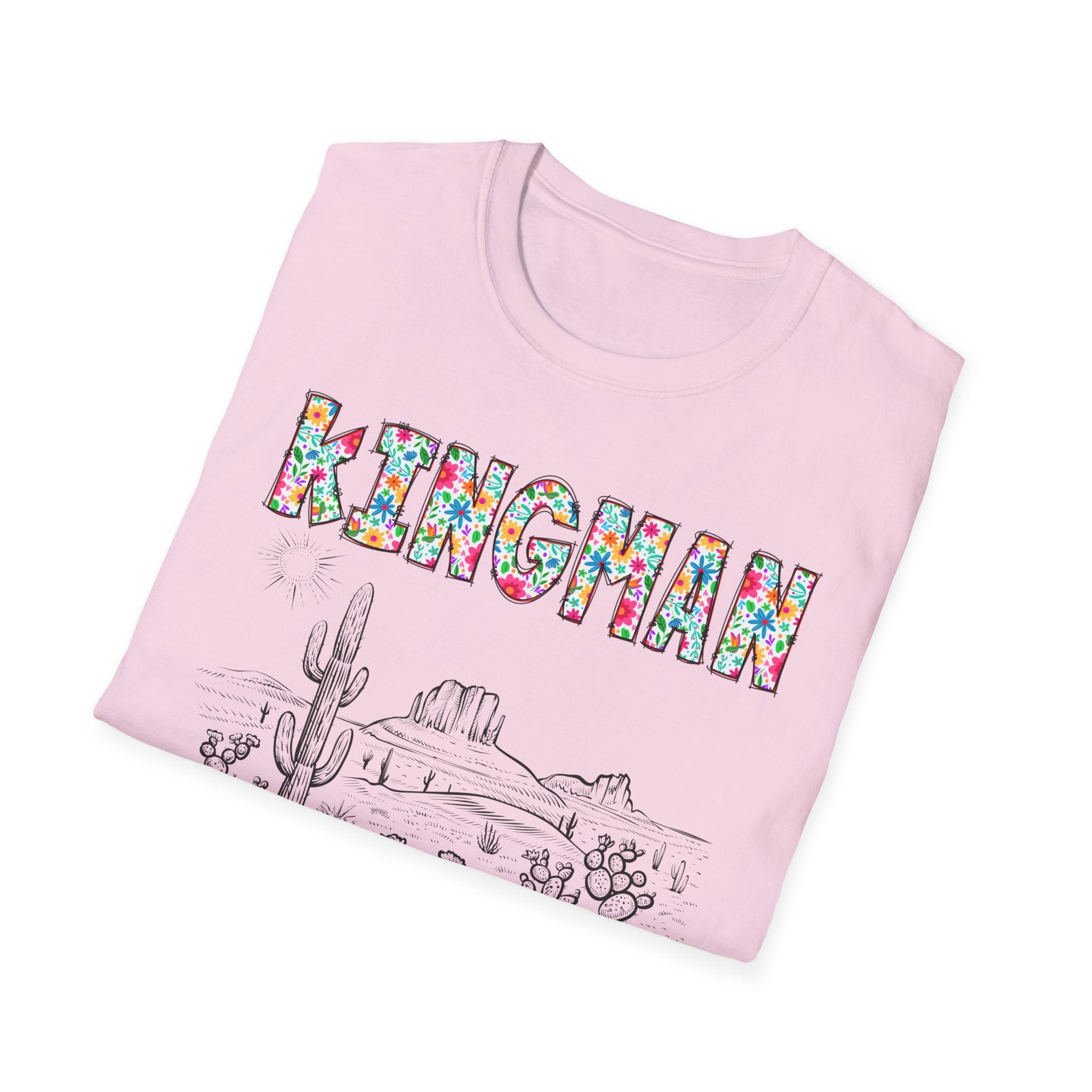 Kingman Arizona Colorful Mens Womans Unisex T-Shirt, Casual Wear, Travel Souvenir, Gift for Nature Lovers, Vacation Tee