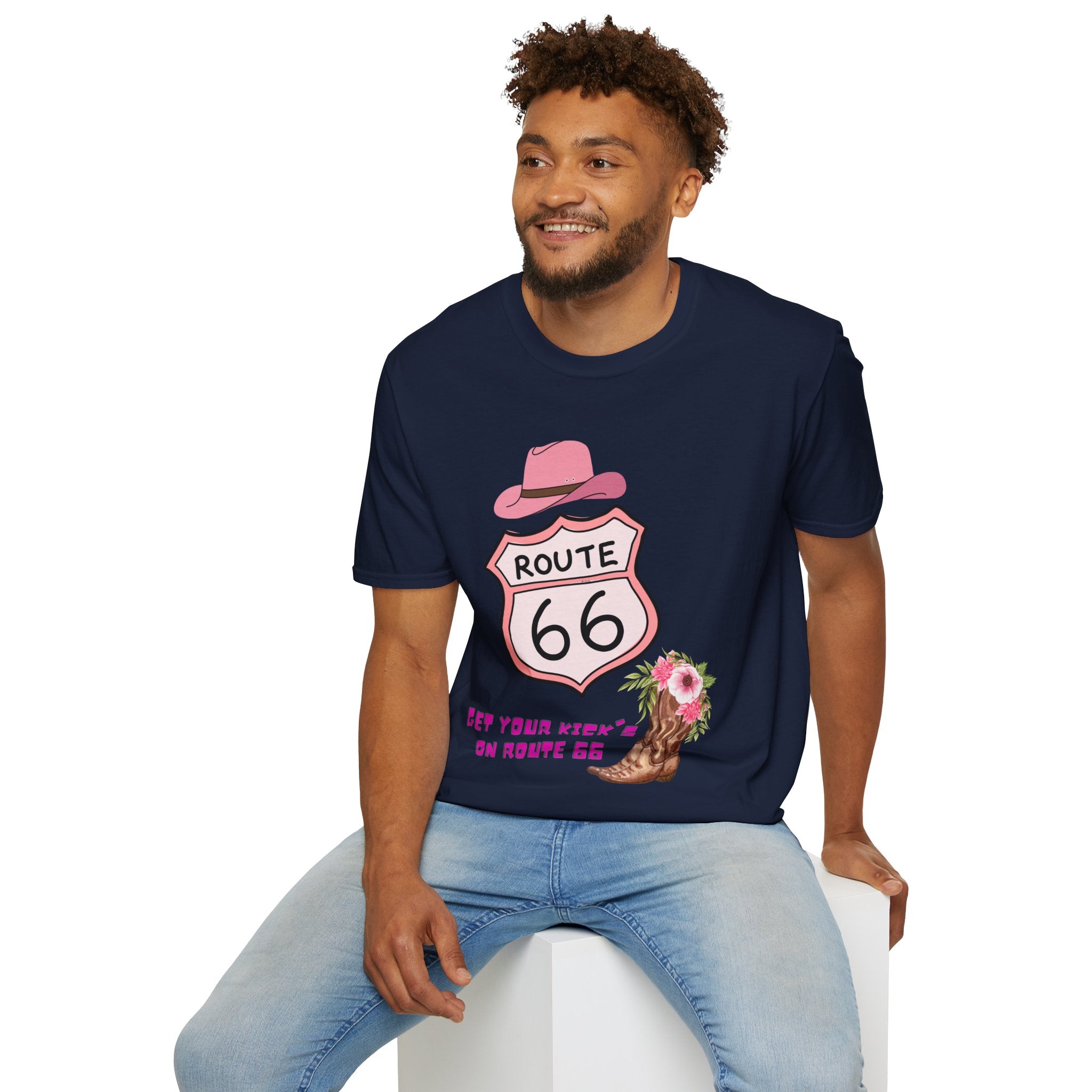 Route 66 Softstyle T-Shirt, Get Your Kick's On, Men Women, Unisex Tee Gift, Travel Highway Shirt