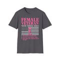 Female Veteran with Three Sides T-Shirt | American Flag, Pink Helmet, Military Pride