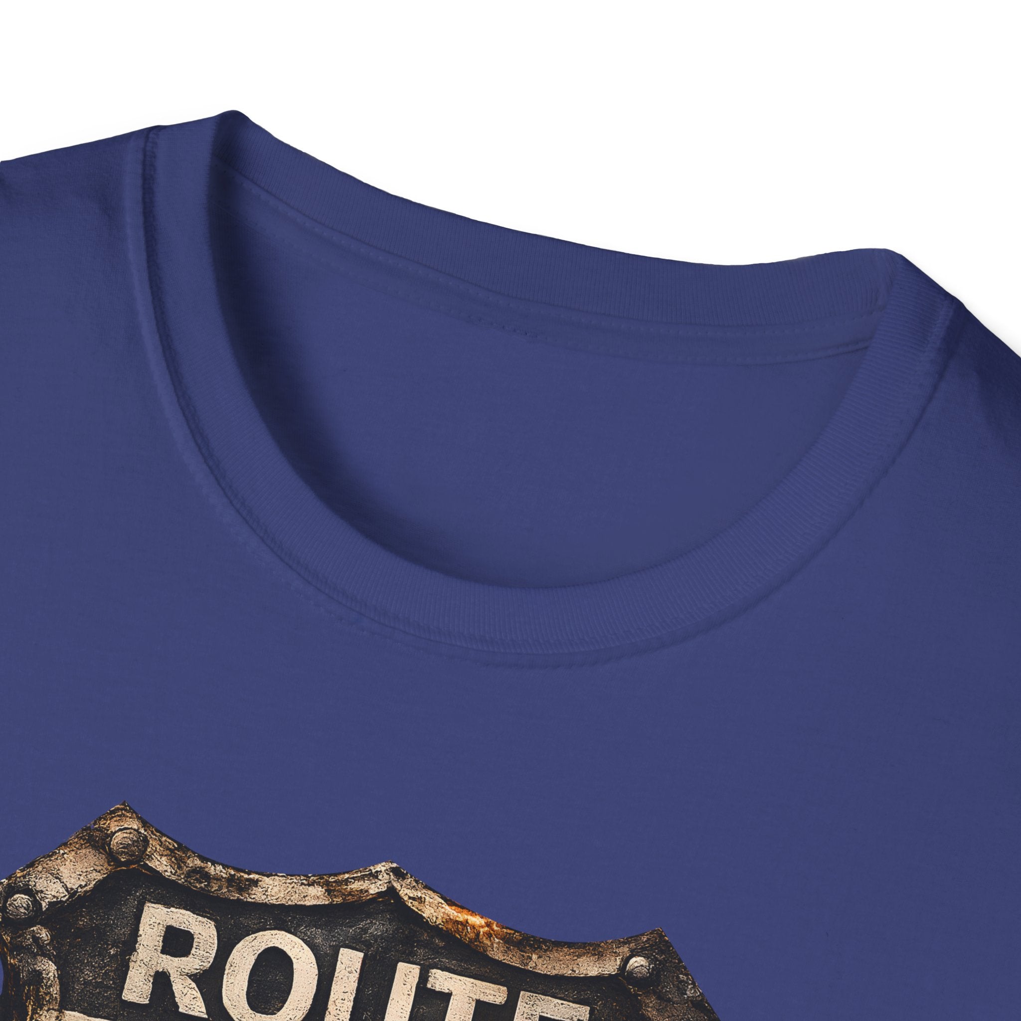 Route 66 Skull Badge T-Shirt | Ride the Legend, Winged Helmet Motorcycle Design