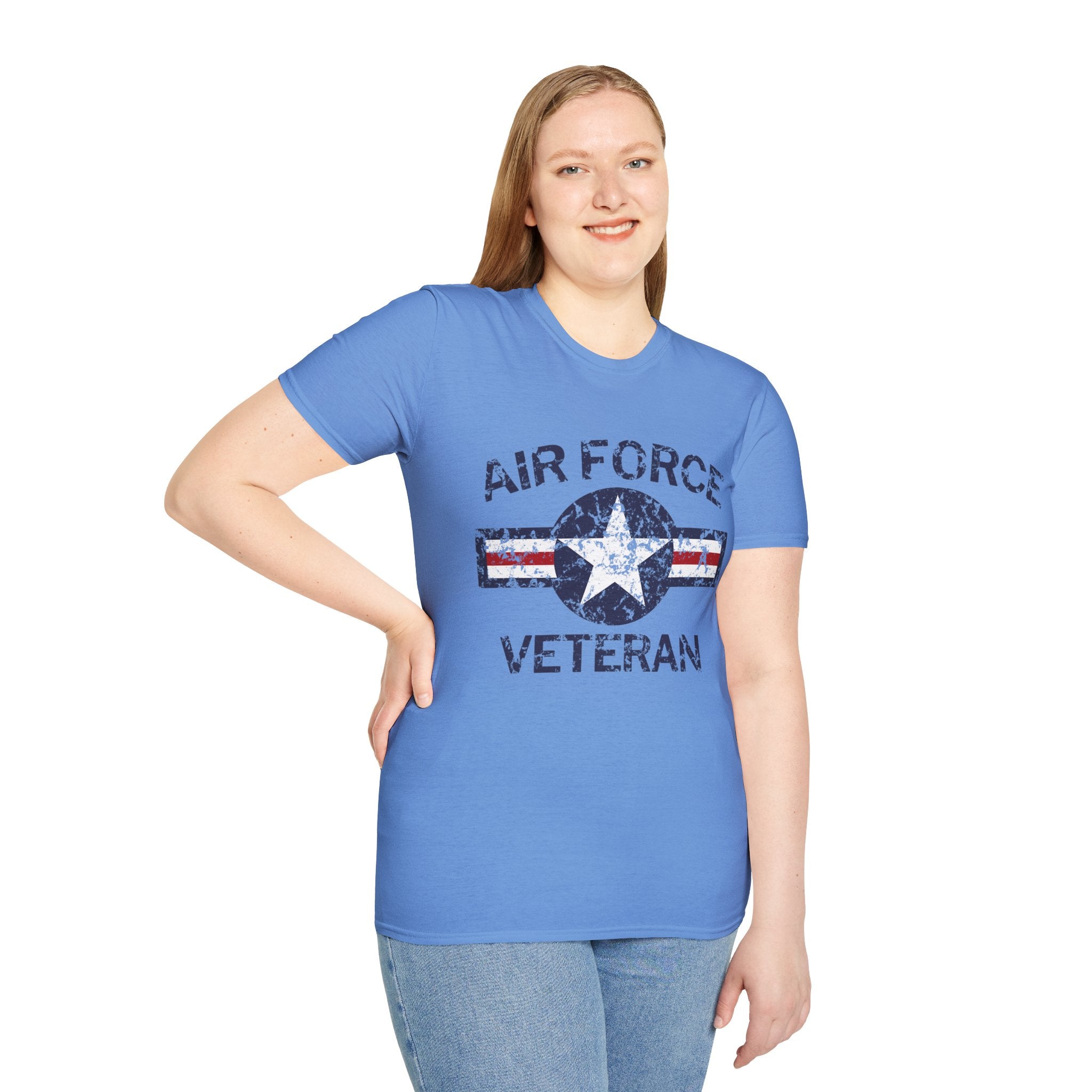 Air Force Veteran Distressed Logo T-Shirt | Military Star Stripe Tee