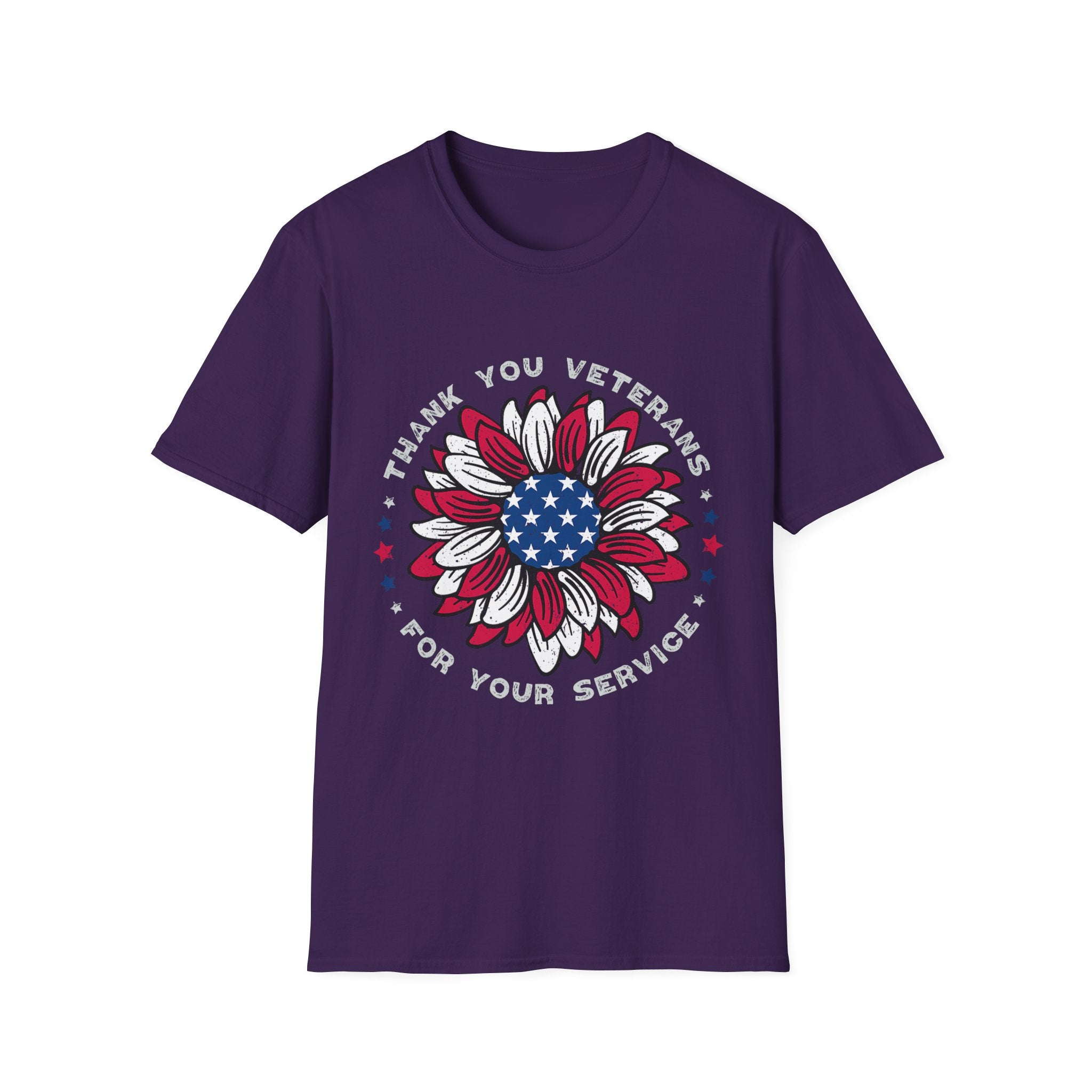 American Flag Sunflower Thank You Veterans T-Shirt | Patriotic Memorial Day Tee