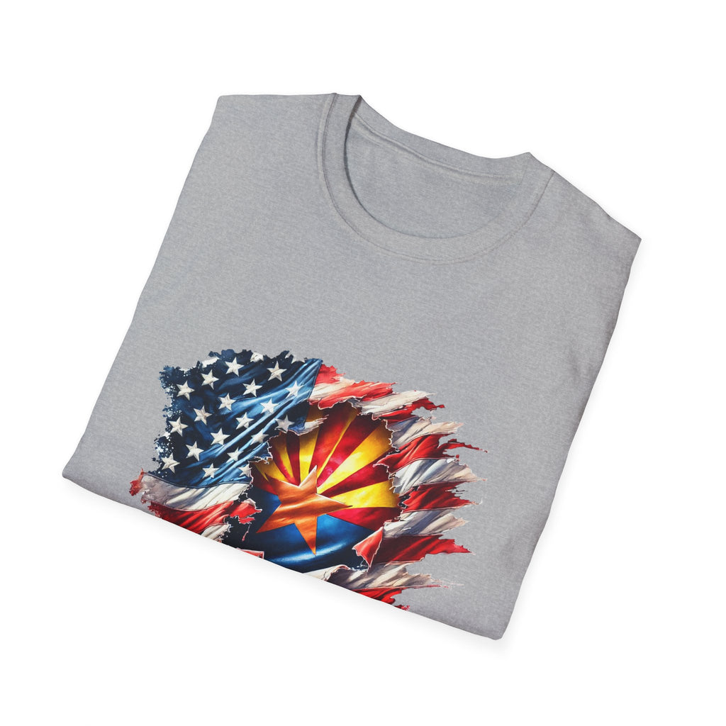 Arizona Flag Ripped Effect T-Shirt | USA Stars Stripes State Emblem