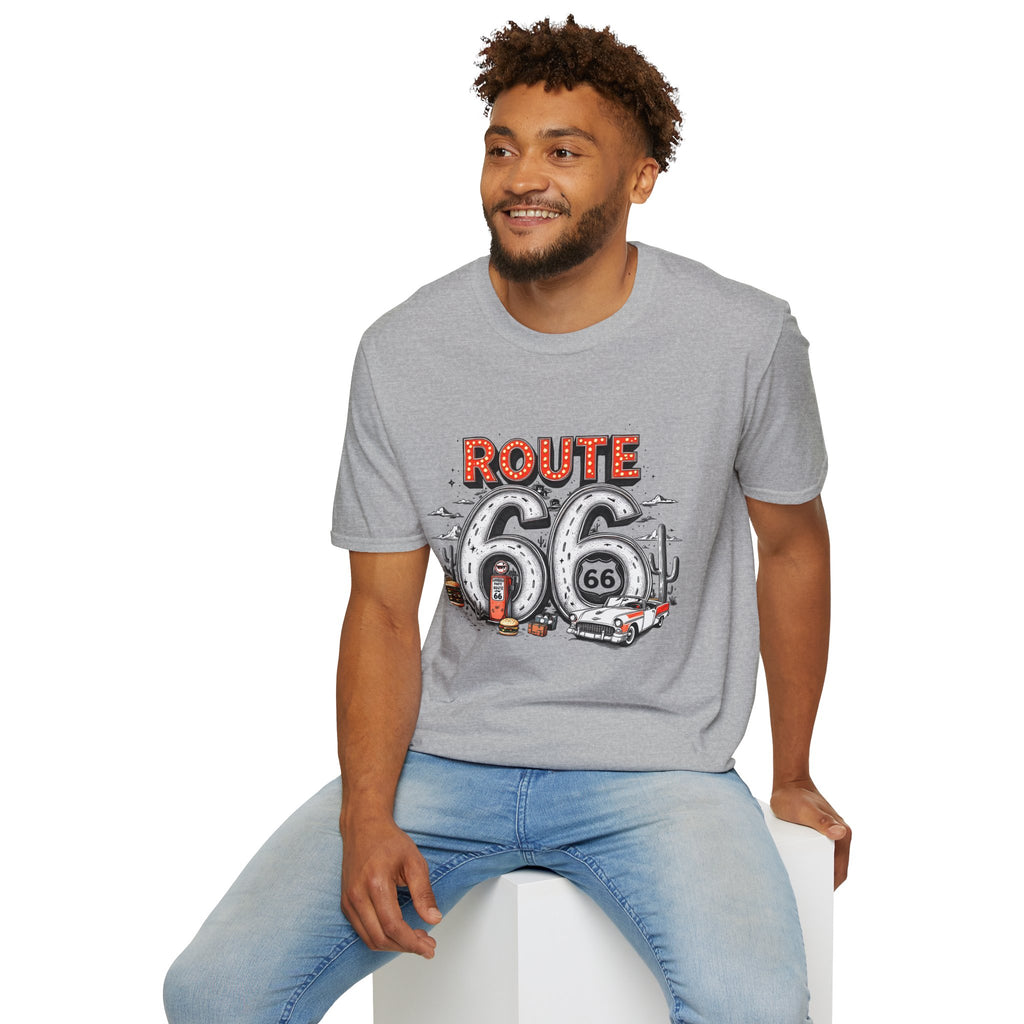 Route 66 Vintage Roadtrip T-Shirt | Classic Highway Car Signage