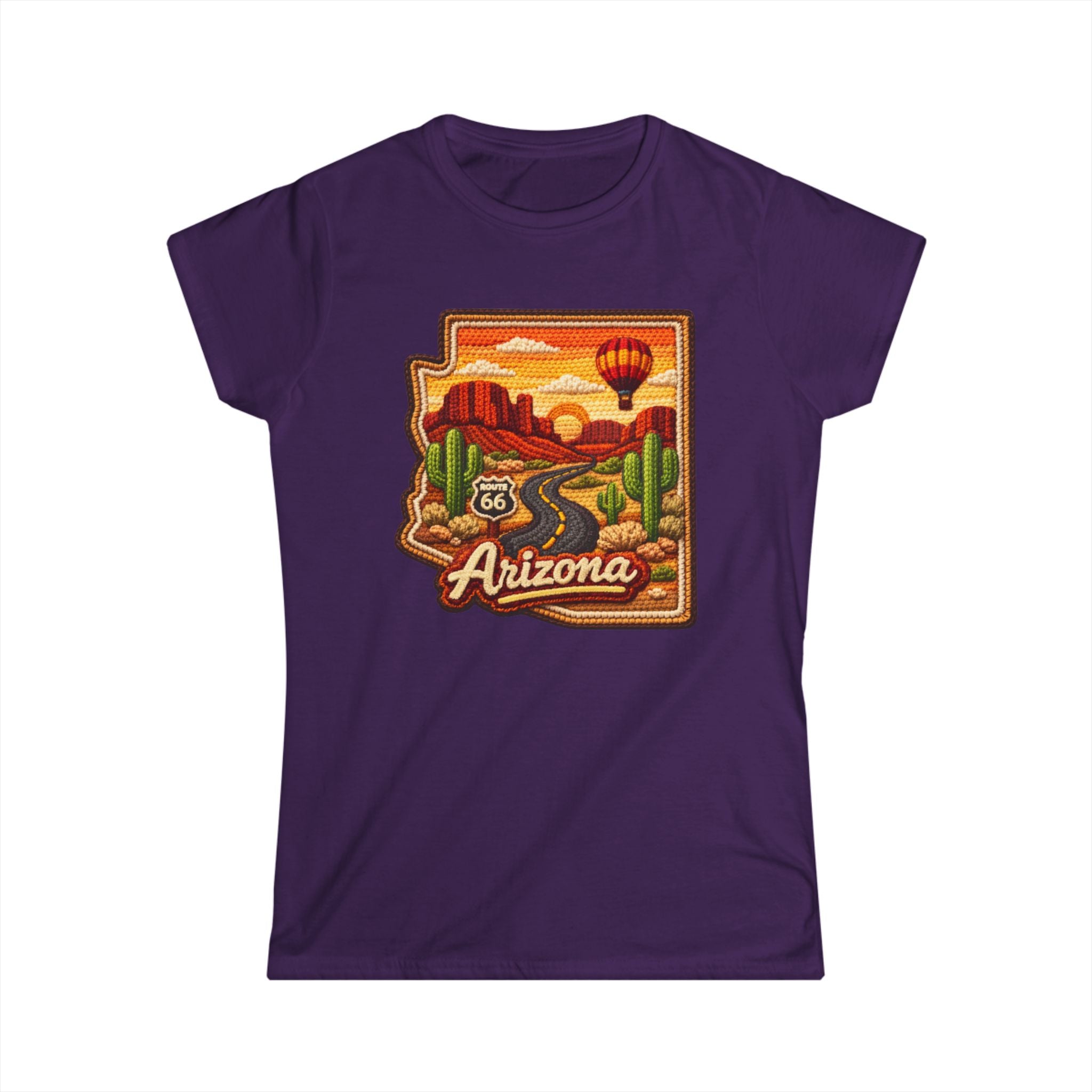 Arizona Route 66 Desert Sunset Womans Tee | Hot Air Balloon, Cactus Roadtrip