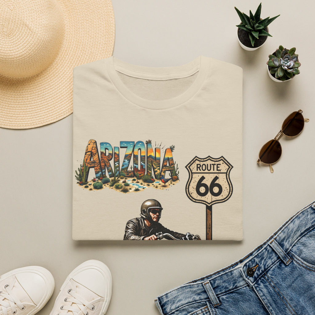 Arizona Route 66 Motorcycle T-Shirt | Biker Road Trip Tee