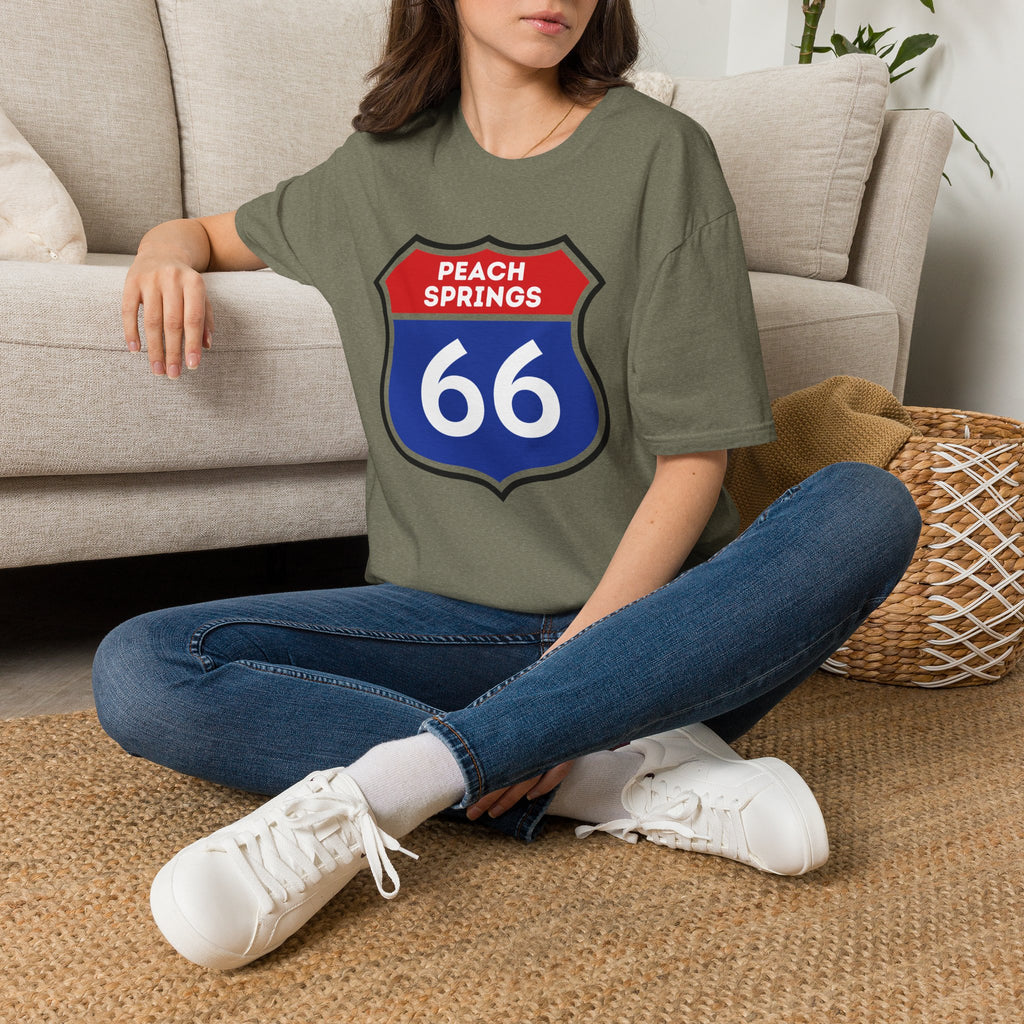 Peach Springs 66 Shield T-Shirt | Route 66 Road Sign Shirt