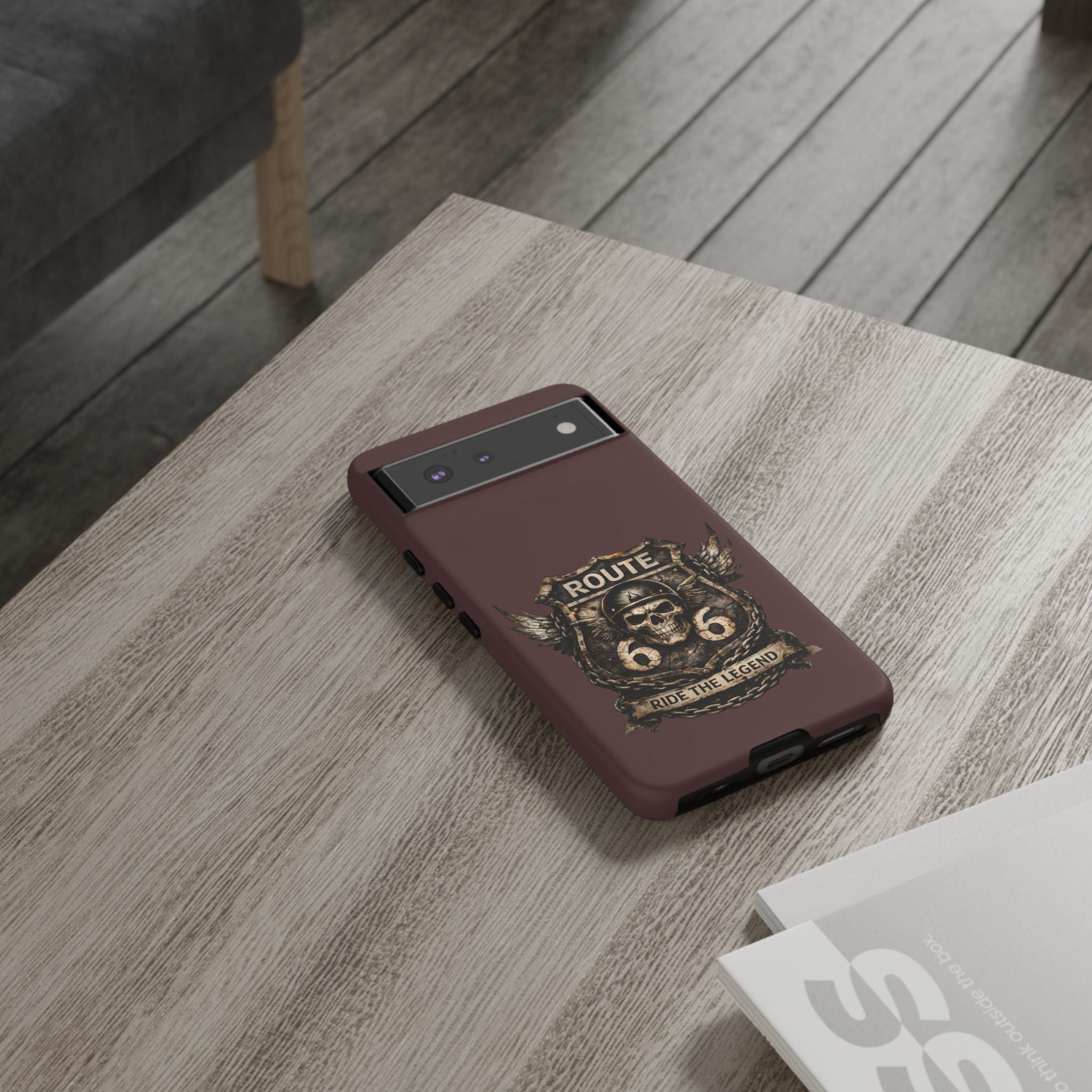Route 66 Skull Helmet phone case | Motorcycle emblem, Ride the Legend
