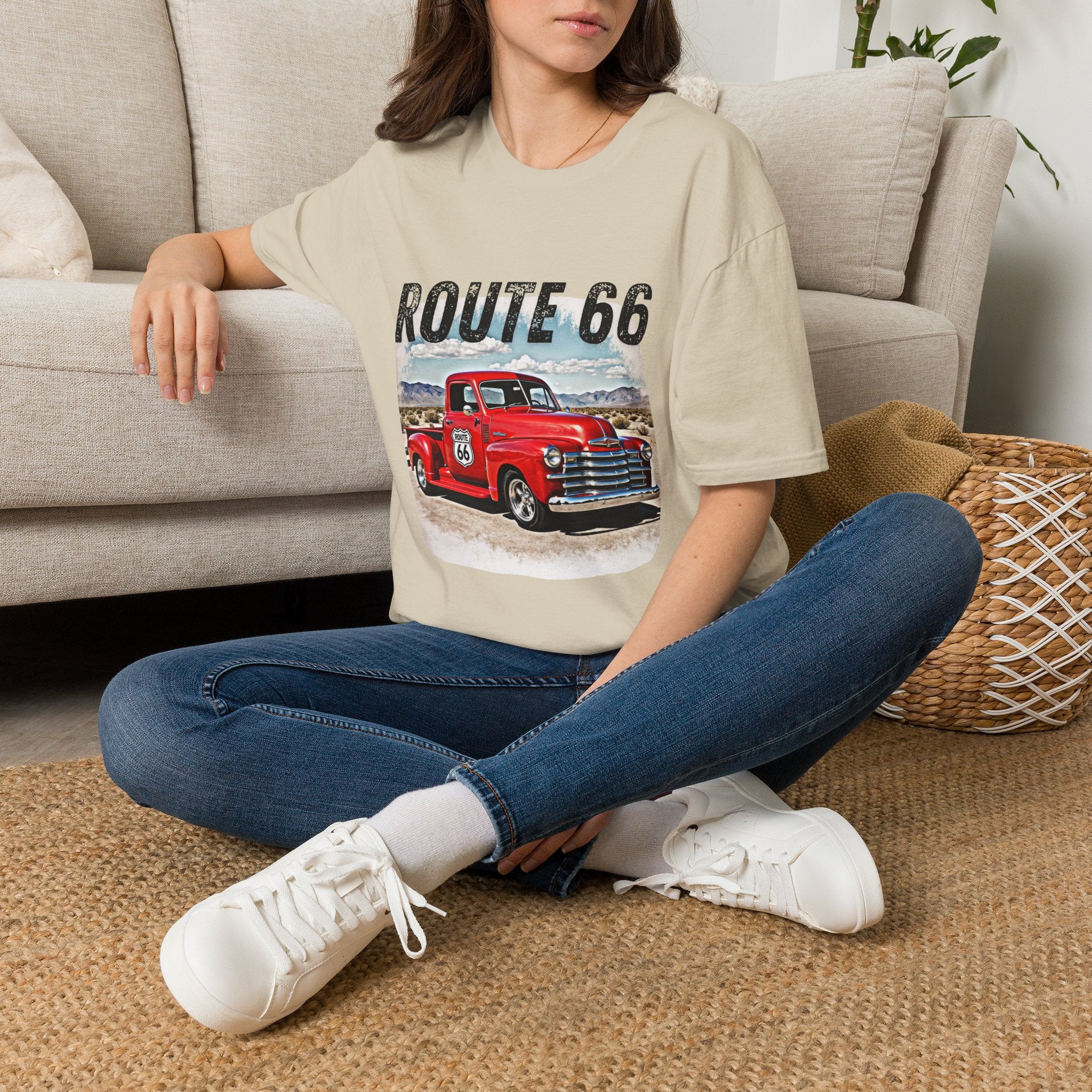 Route 66 Red Vintage Truck T-Shirt | Retro Highway Graphic