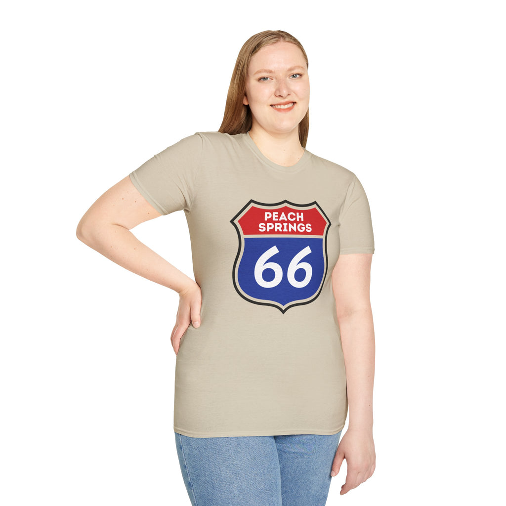 Peach Springs 66 Shield T-Shirt | Route 66 Road Sign Shirt