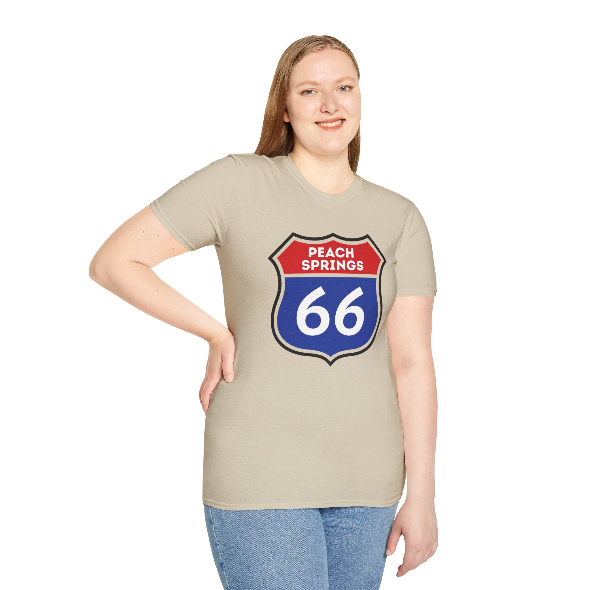 Peach Springs 66 Shield T-Shirt | Route 66 Road Sign Shirt