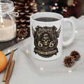 Route 66 Steampunk Owl Crest Mug | Ceramic Coffee Cup