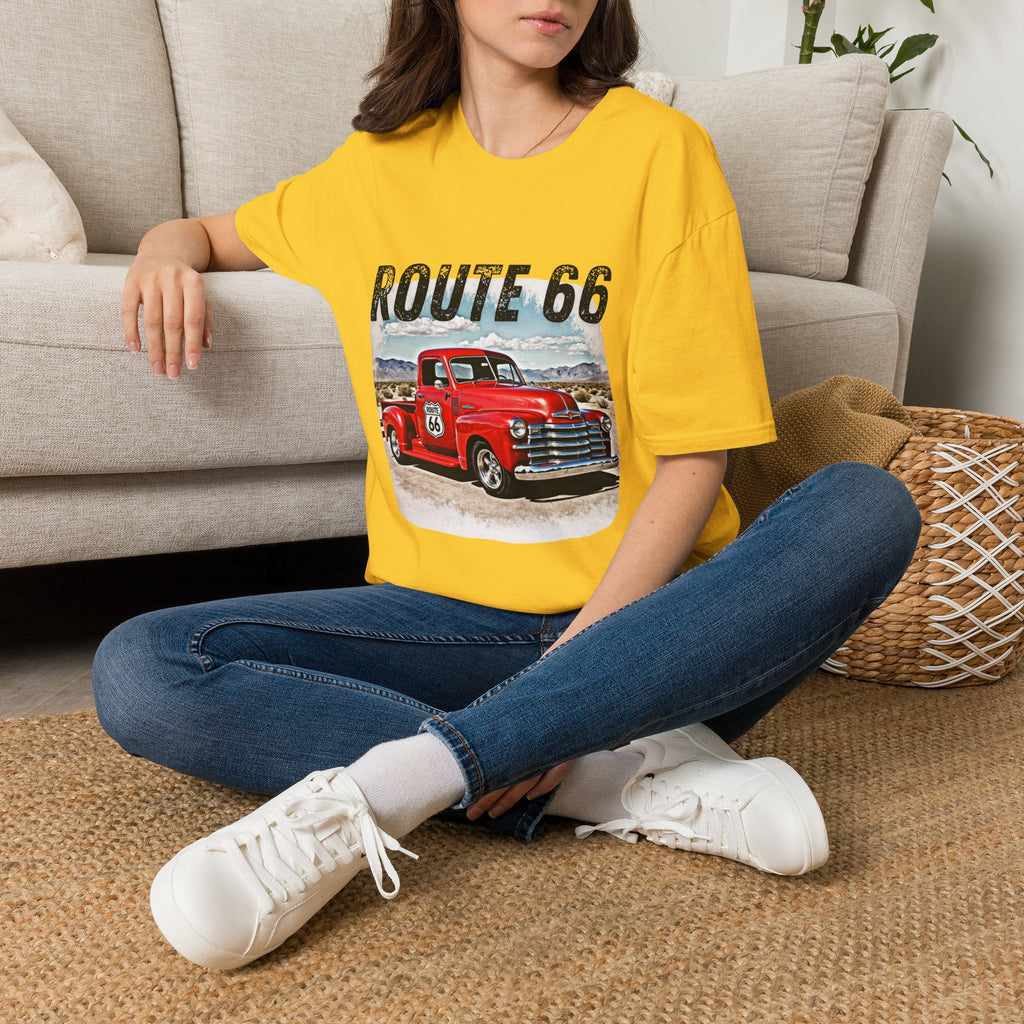 Route 66 Red Vintage Truck T-Shirt | Retro Highway Graphic