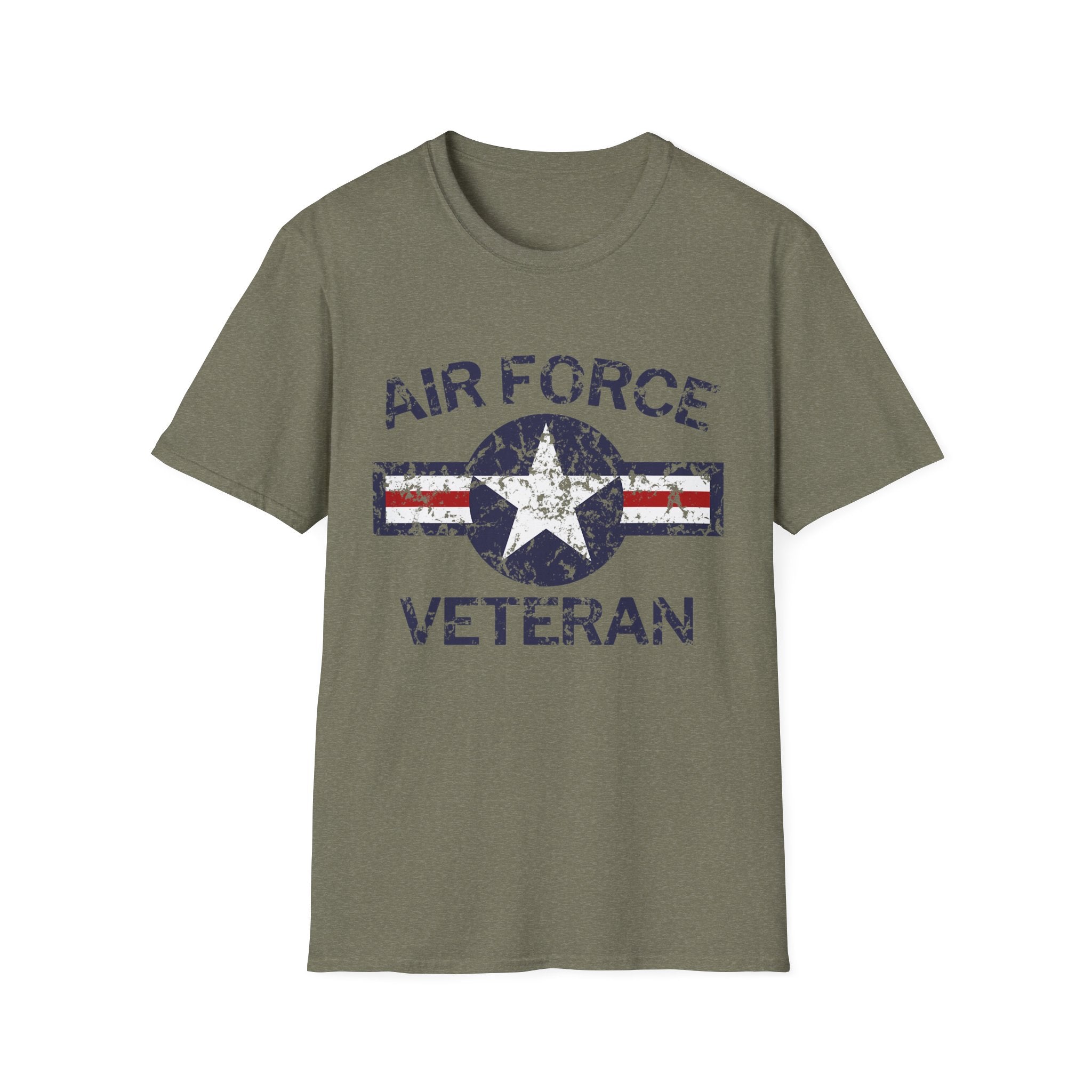 Air Force Veteran Distressed Logo T-Shirt | Military Star Stripe Tee